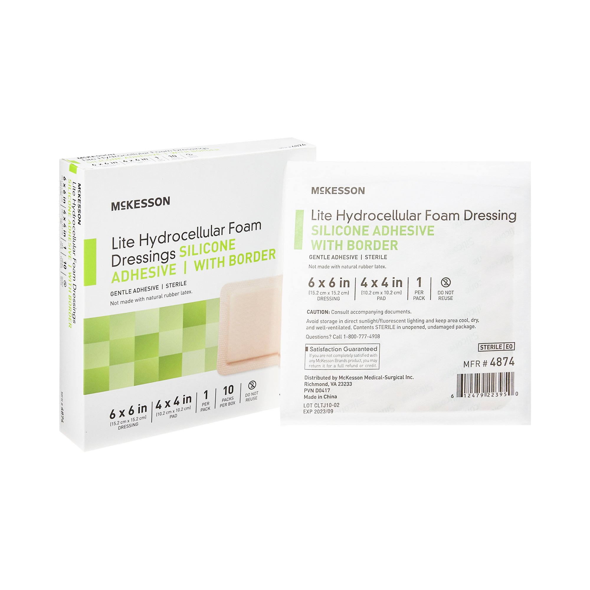 McKesson Brand - 4874 McKesson Lite Hydrocellular Foam Dressings w/ Border & Silicone Adhesive