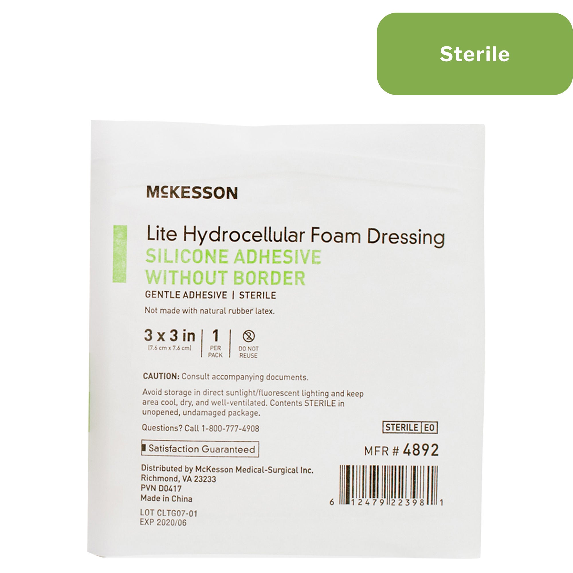McKesson Lite Thin Foam Dressing 4892 by McKesson Brand