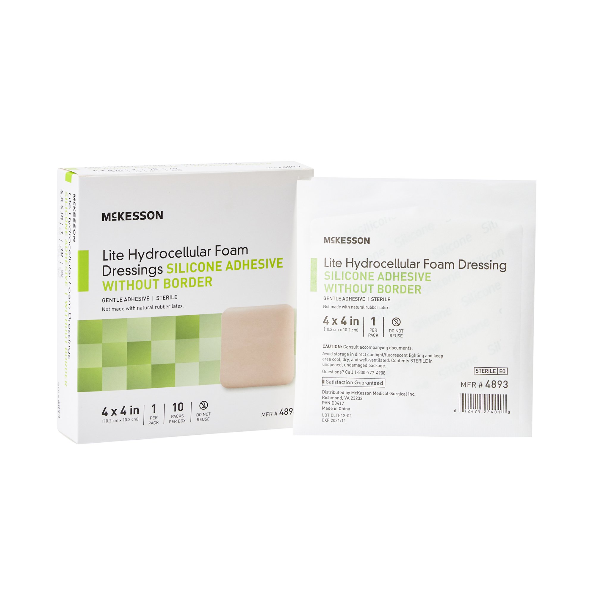 McKesson Brand - 4893 McKesson Lite Hydrocellular Foam Dressing w/ Silicone Adhesive w/o Border