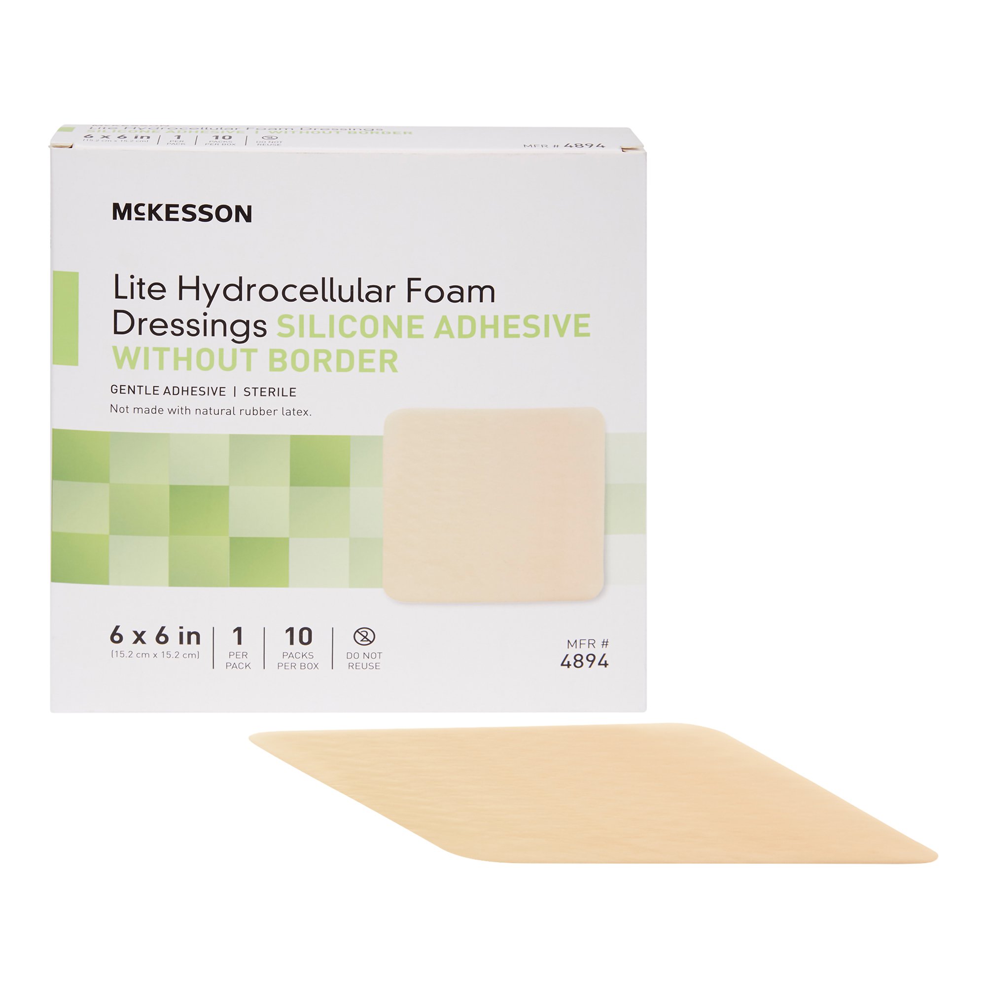 McKesson Brand - 4894 McKesson Lite Hydrocellular Foam Dressing w/ Silicone Adhesive w/o Border