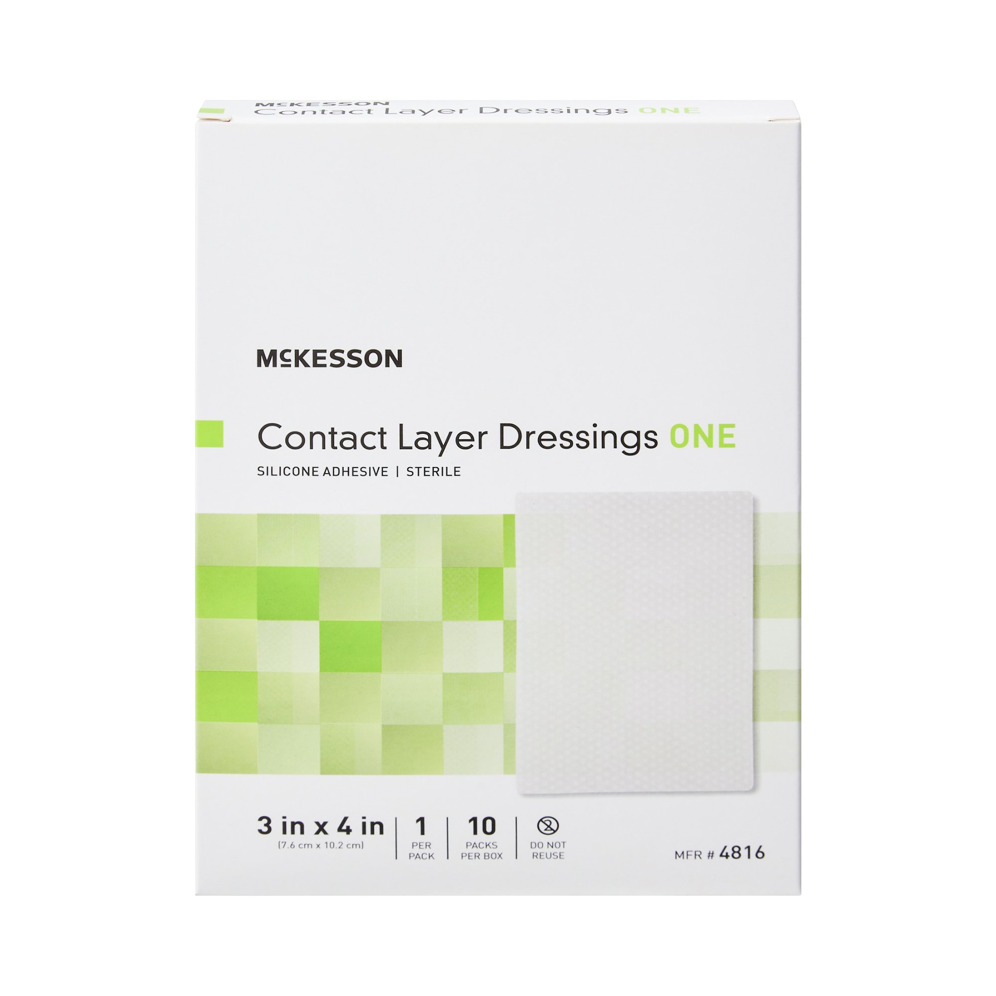 McKesson Brand 4816 - McKesson Silicone Wound Contact Layer Dressing, 3 x 4 Inch - 1/Each, 10/Box, 40/Case