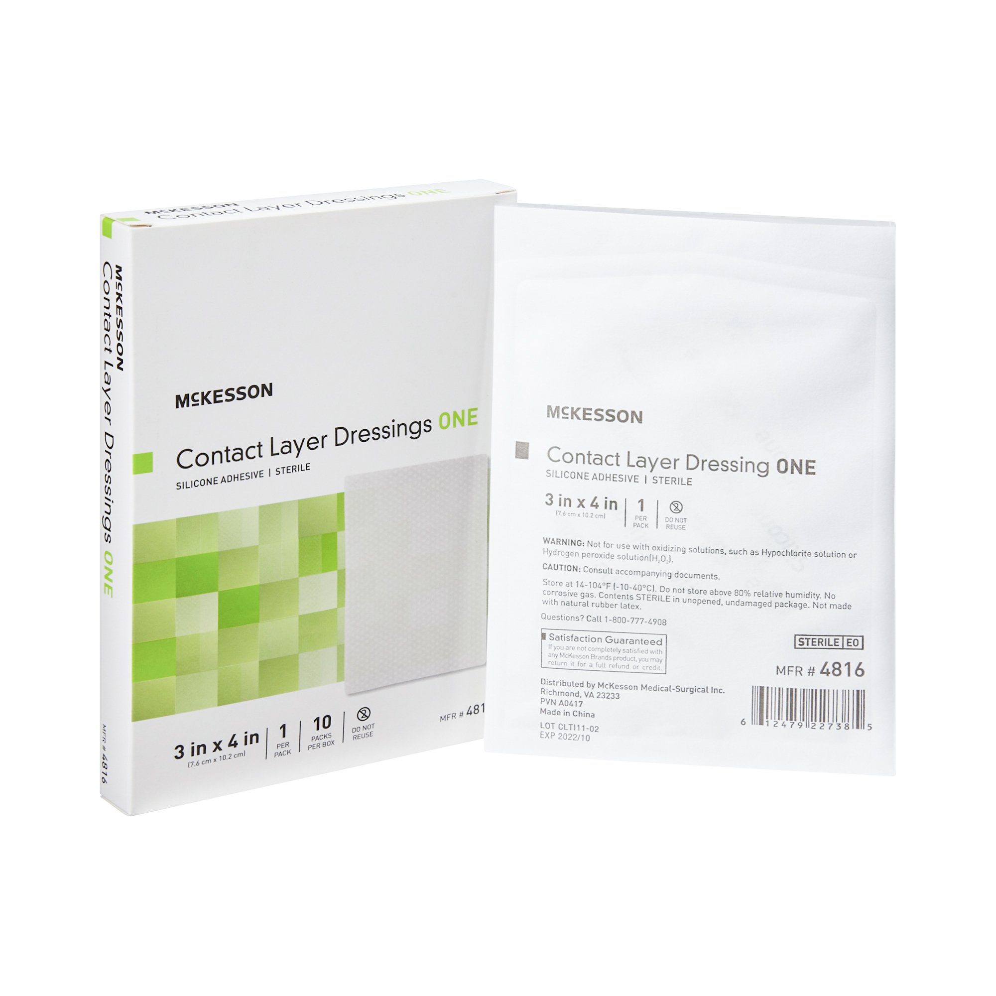 McKesson Brand 4816 - McKesson Silicone Wound Contact Layer Dressing, 3 x 4 Inch - 1/Each, 10/Box, 40/Case