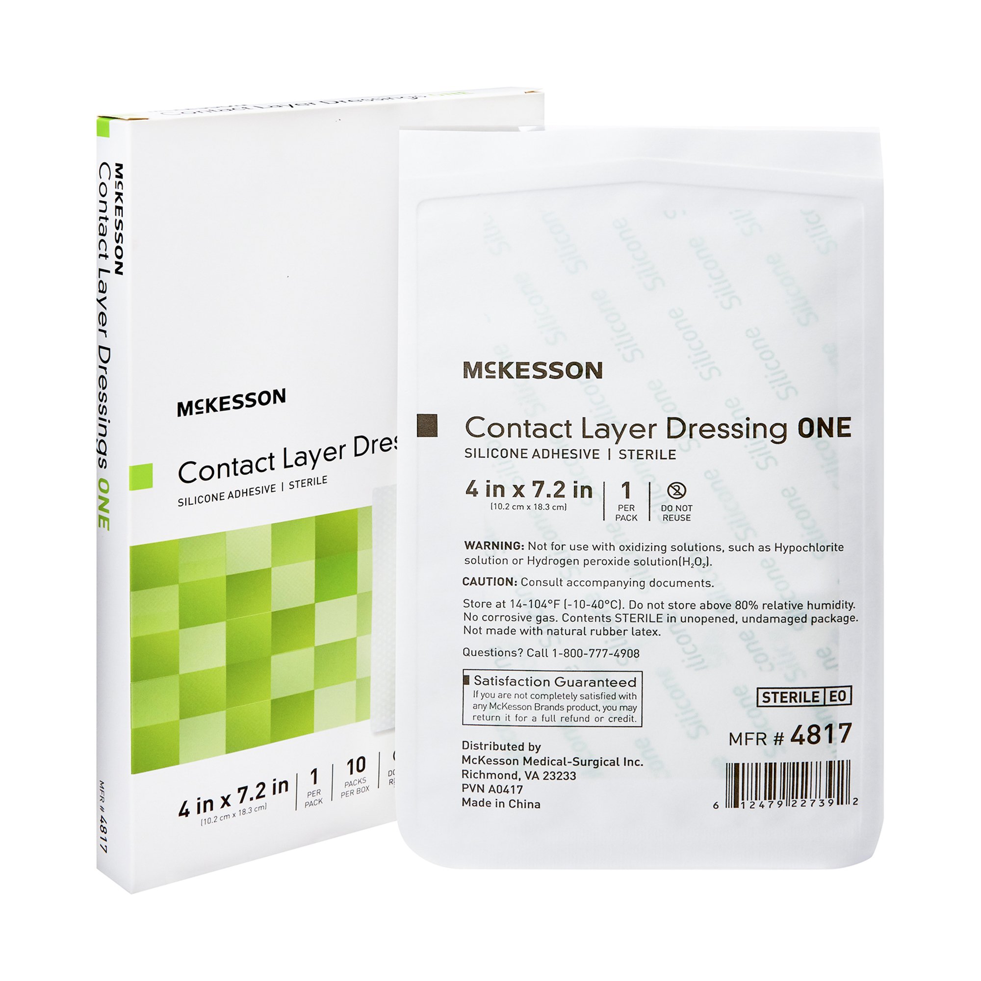 McKesson Brand 4817 - McKesson Silicone Wound Contact Layer Dressing, 4 x 7-2/5 Inch - 1/Each, 10/Box, 70/Case