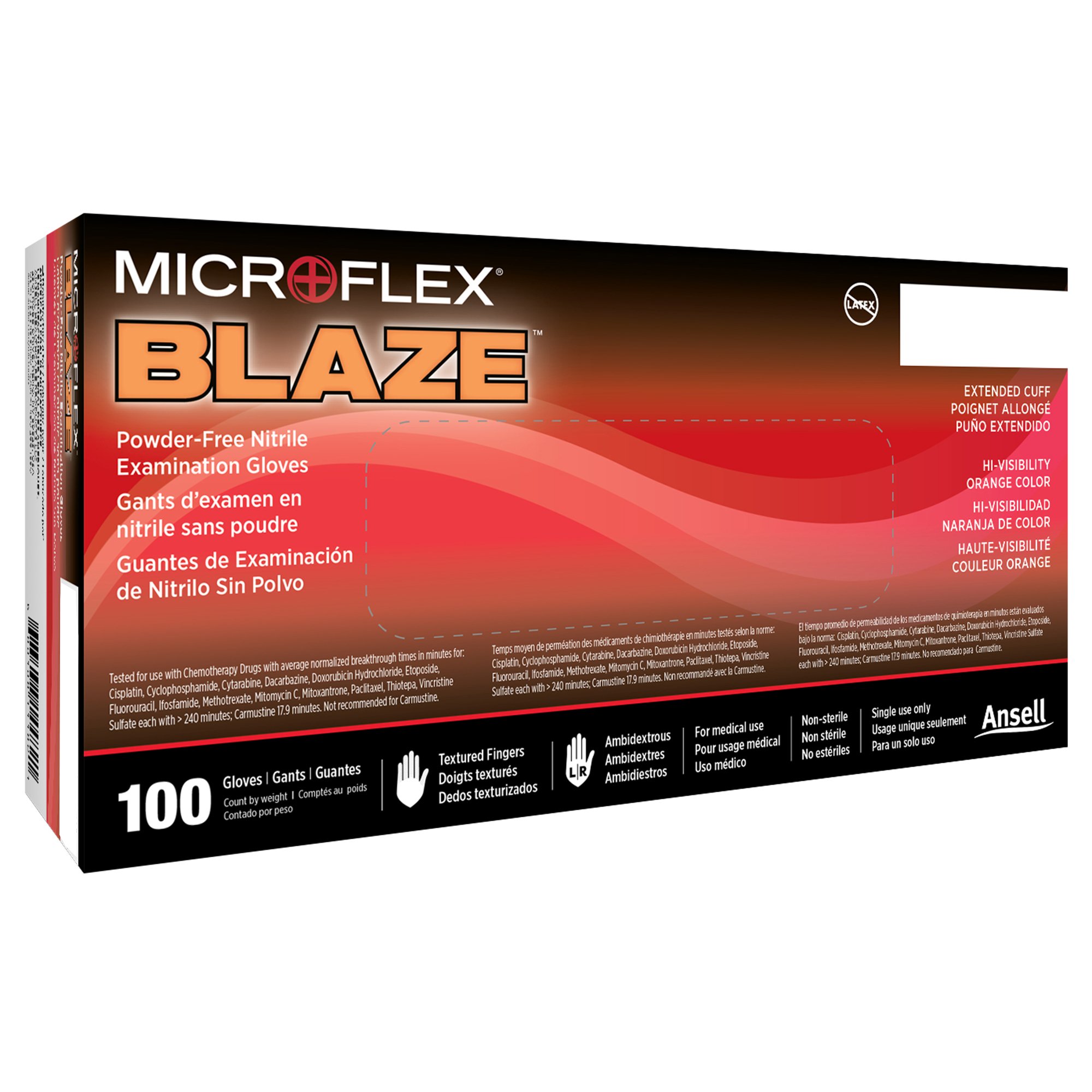 Microflex Medical N481 - Microflex® Blaze® Nitrile Exam Glove, Small, Orange - 100/Box, 1000/Case