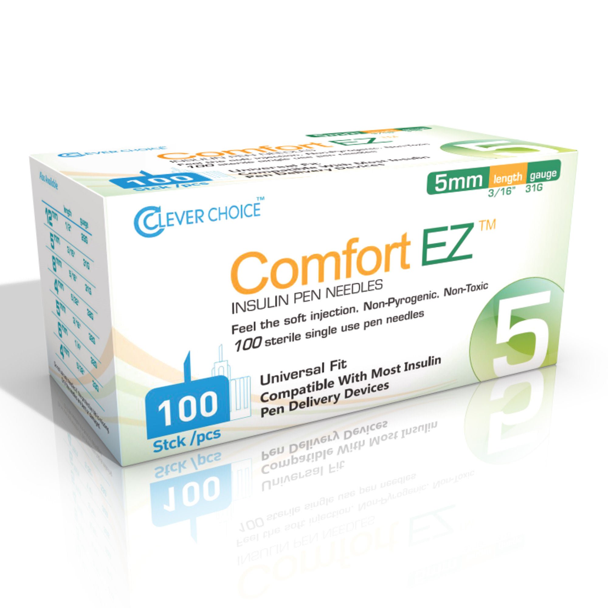Simple Diagnostics - 31G5 Standard Insulin Pen Needle Comfort EZ™ 31 Gauge 5 mm Length NonSafety
