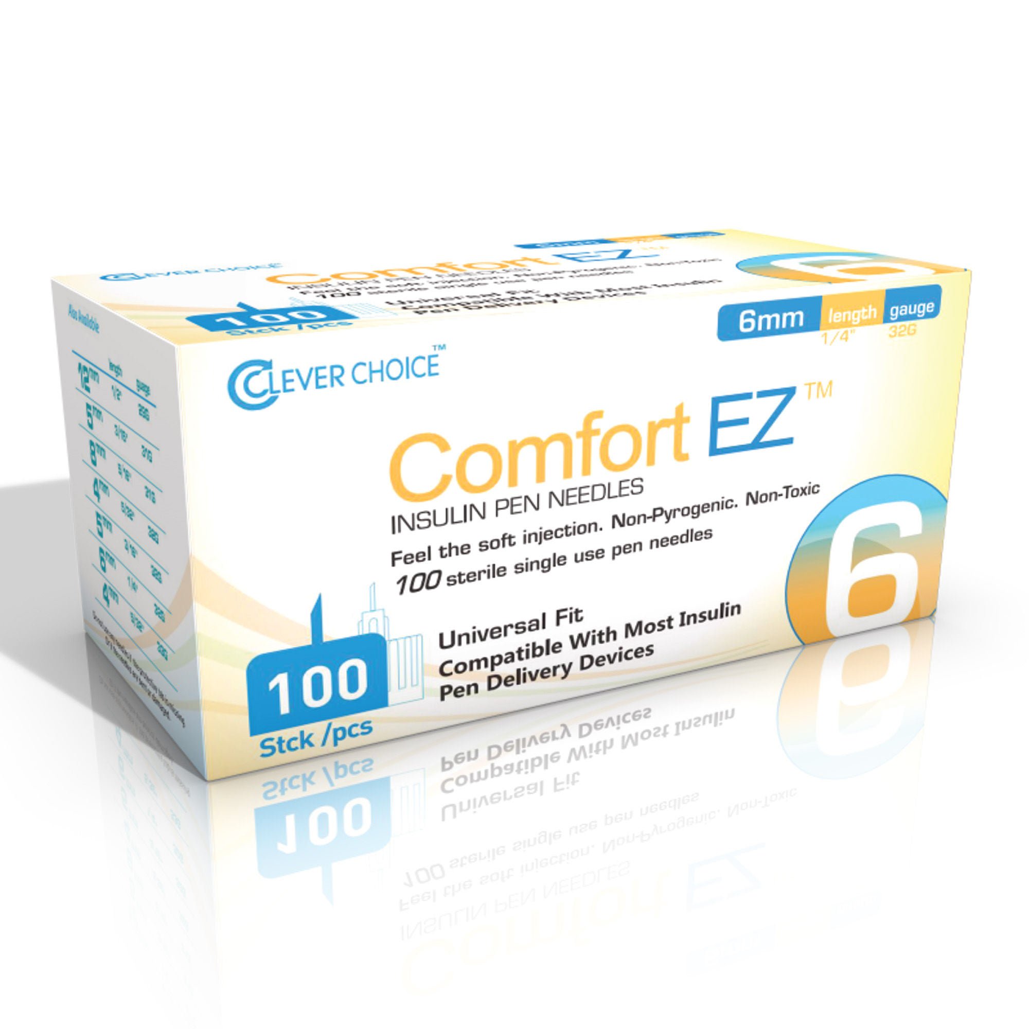 Simple Diagnostics - 32G6 Standard Insulin Pen Needle Comfort EZ™ 32 Gauge 6 mm Length NonSafety