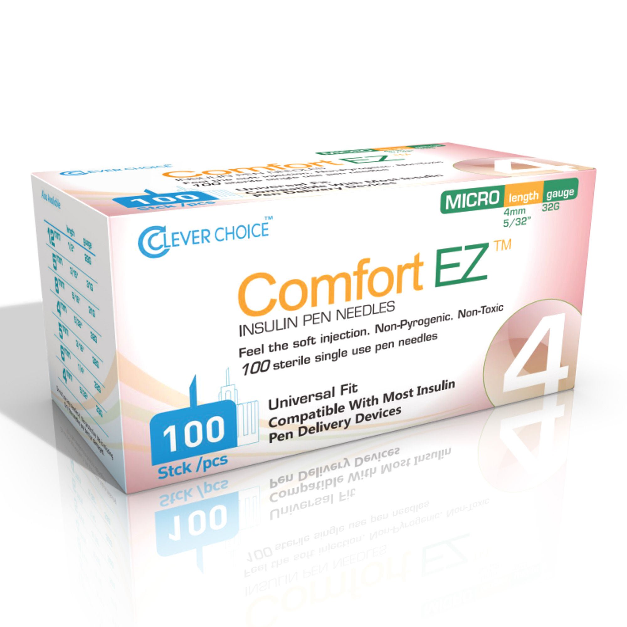 Simple Diagnostics - 32G4 Standard Insulin Pen Needle Comfort EZ™ 32 Gauge 4 mm Length NonSafety