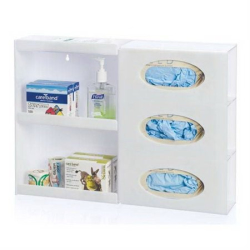Market Lab Inc - 14451-WH Glove Box Holder Wall Mounted 3-Box Capacity White 22 W X 4-1/2 D X 16 H Inch Acrylic