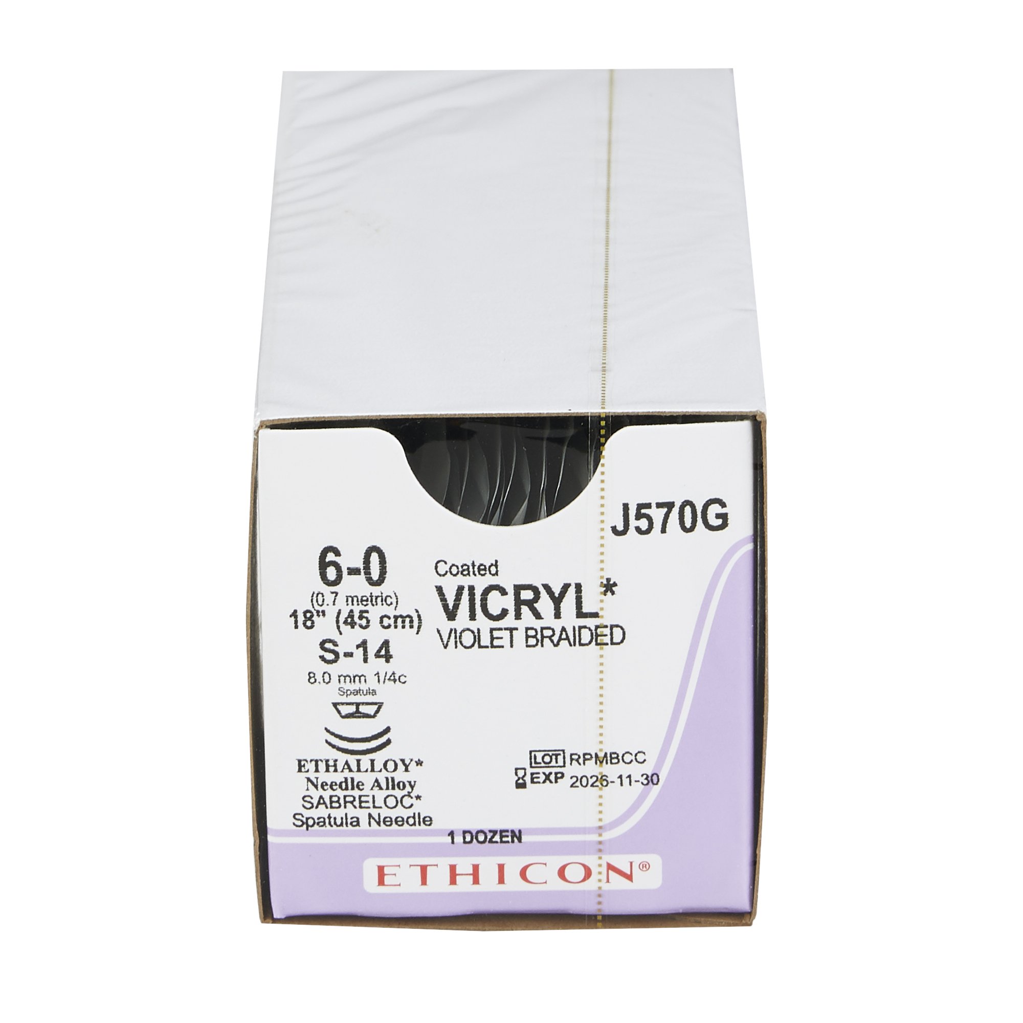 J & J Healthcare Systems J570G - Coated Vicryl™ Suture with Needle - 12/Dozen, 12/Box