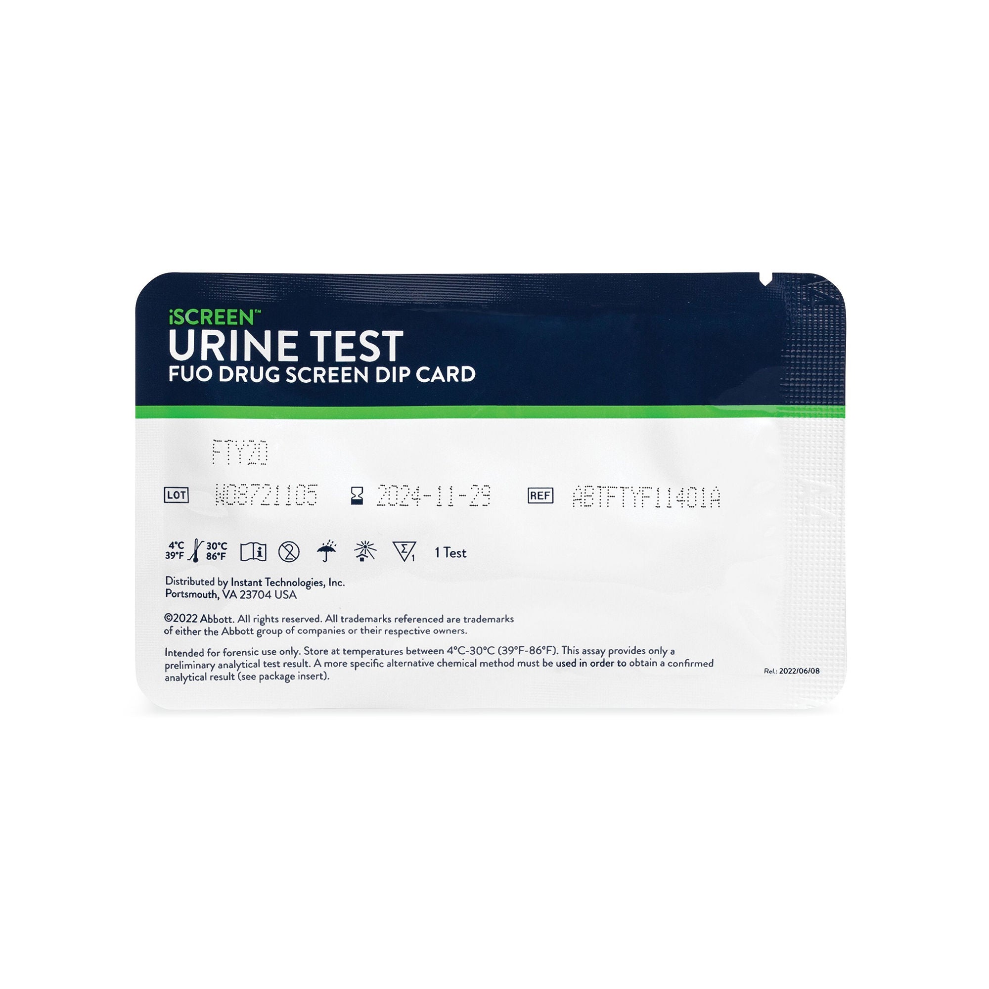 Abbott Rapid Dx North America LLC - DOA-1104-531 Drugs of Abuse Test Kit iScreen® AMP, BAR, BUP, BZO, COC, mAMP/MET, MTD, OPI300, OXY, THC 25 Tests CLIA Non-Waived