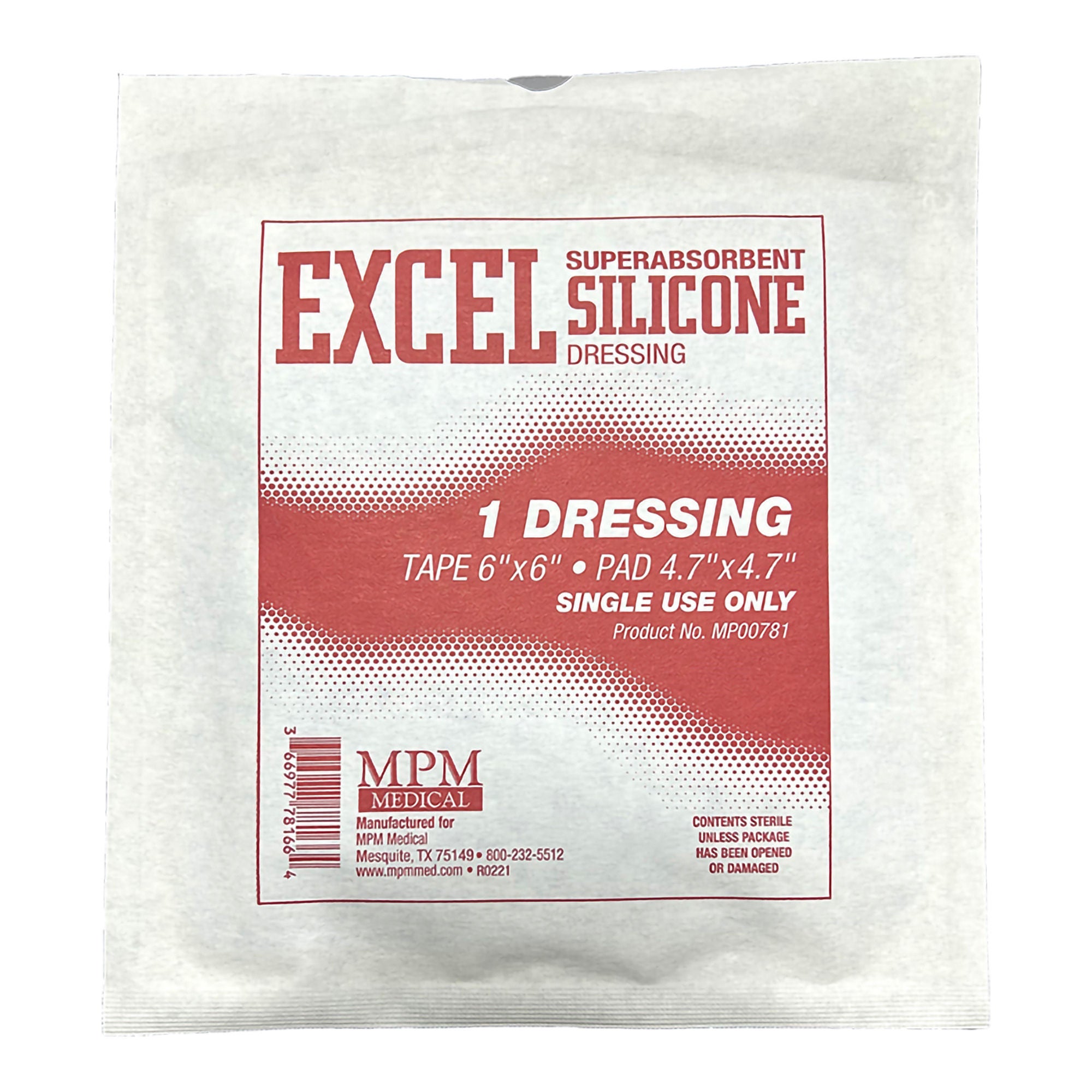 MPM Medical - MP00781 Super Absorbent Dressing ExcelSAP™ Rectangle 6 X 6 inch Without Border Sterile