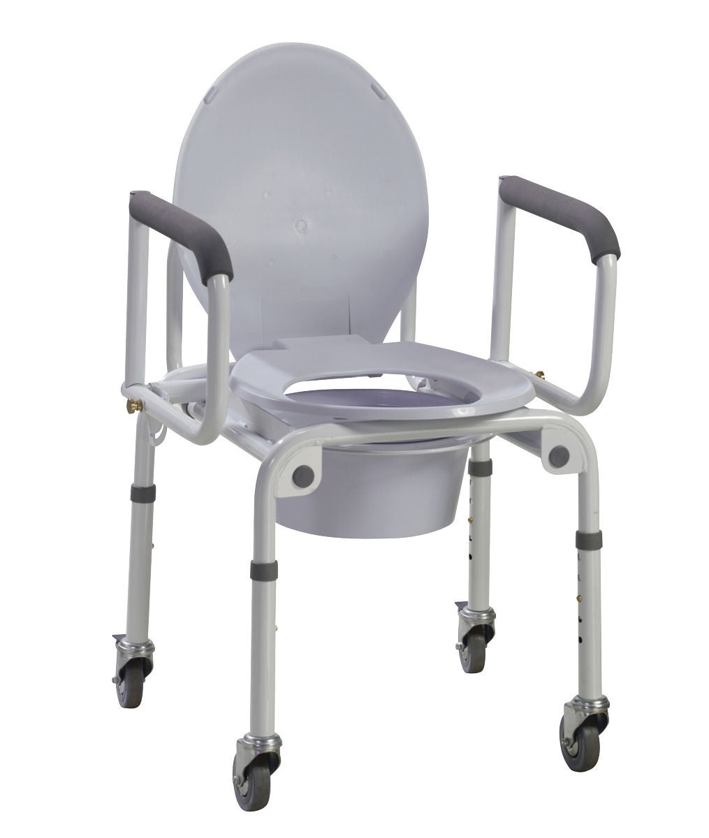 Fabrication Enterprises - 43-2350 Commode Chair Fabrication Enterprises Drop Arms Steel Frame With Backrest 300 lbs. Weight Capacity