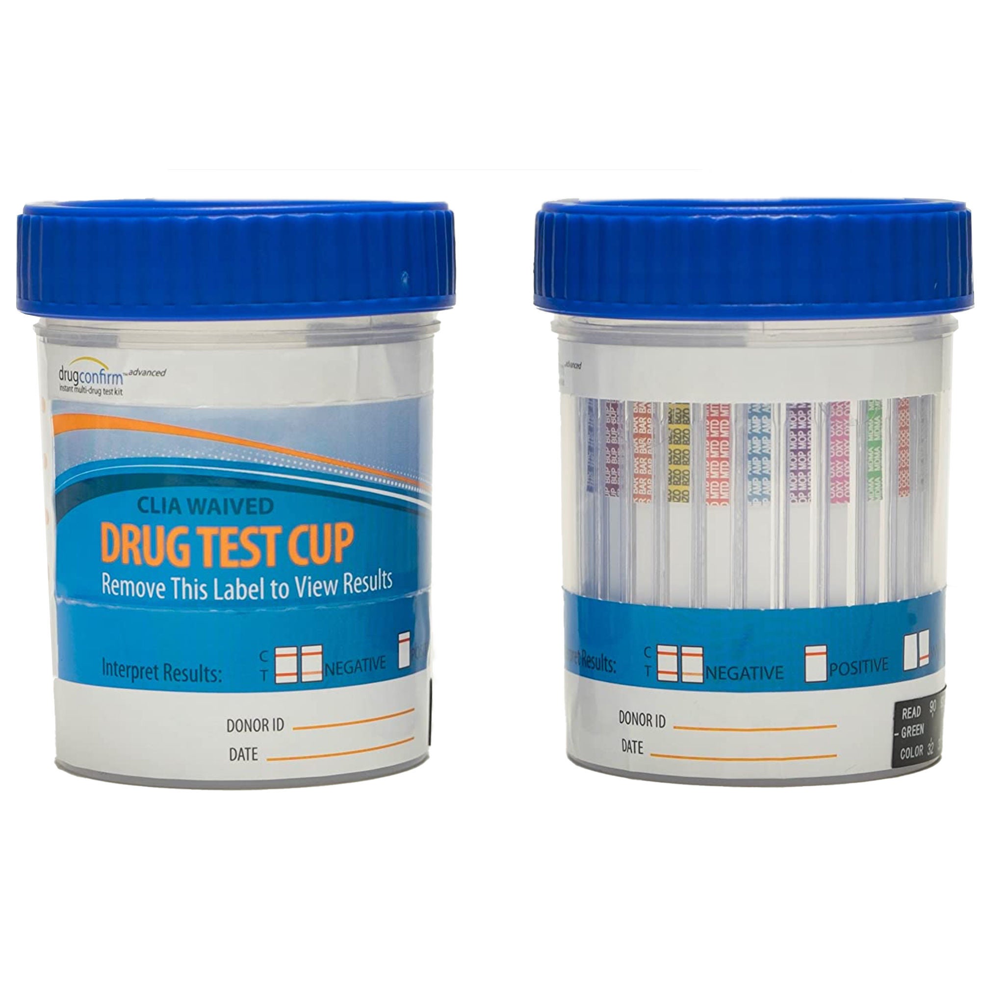 Confirm Biosciences - HE-CUP-6125A3PR Drugs of Abuse Test Kit DrugConfirm™ Advanced AMP, BAR, BUP, BZO, COC, mAMP/MET, MDMA, MOP, MTD, OXY, PCP, THC 25 Tests CLIA Waived