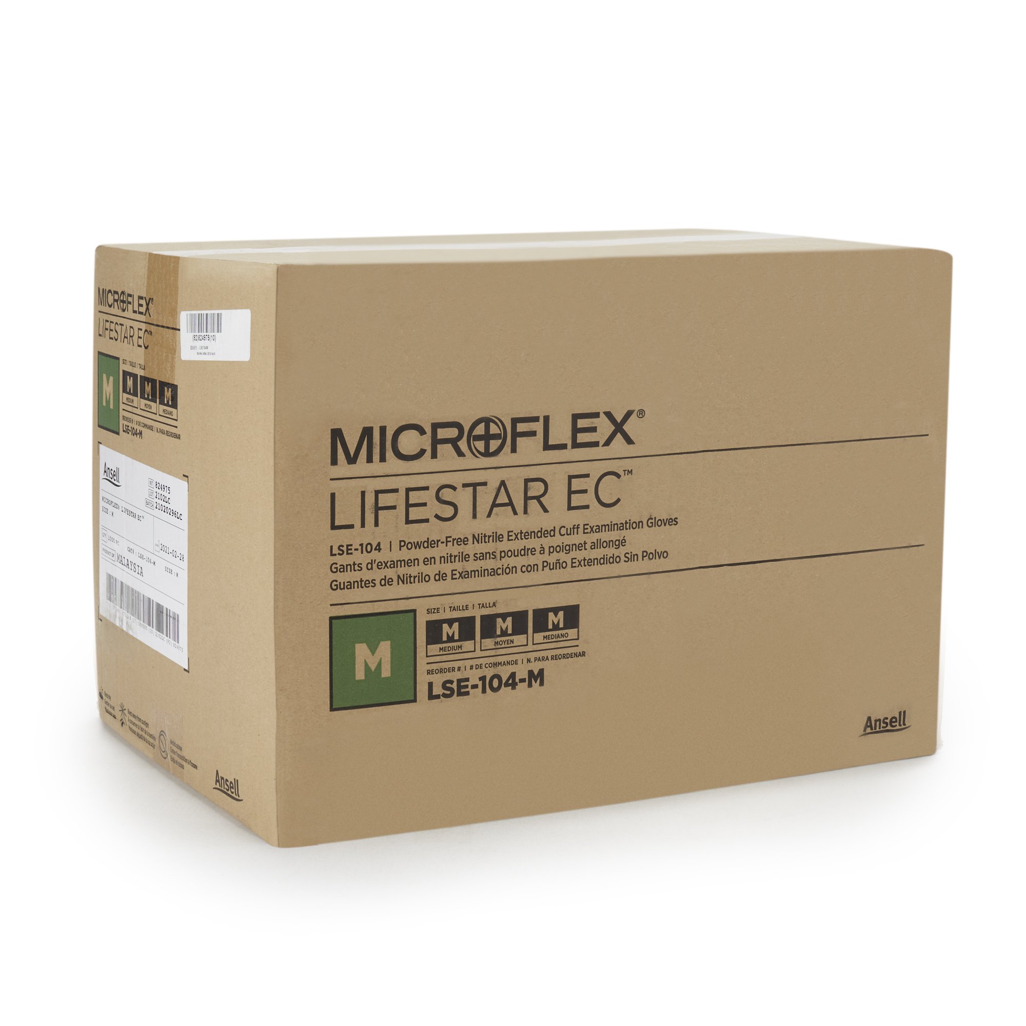 Microflex Medical LSE-104-M - LifeStar™ EC Nitrile Extended Cuff Length Exam Glove, Medium, White / Blue - 100/Box, 1000/Case