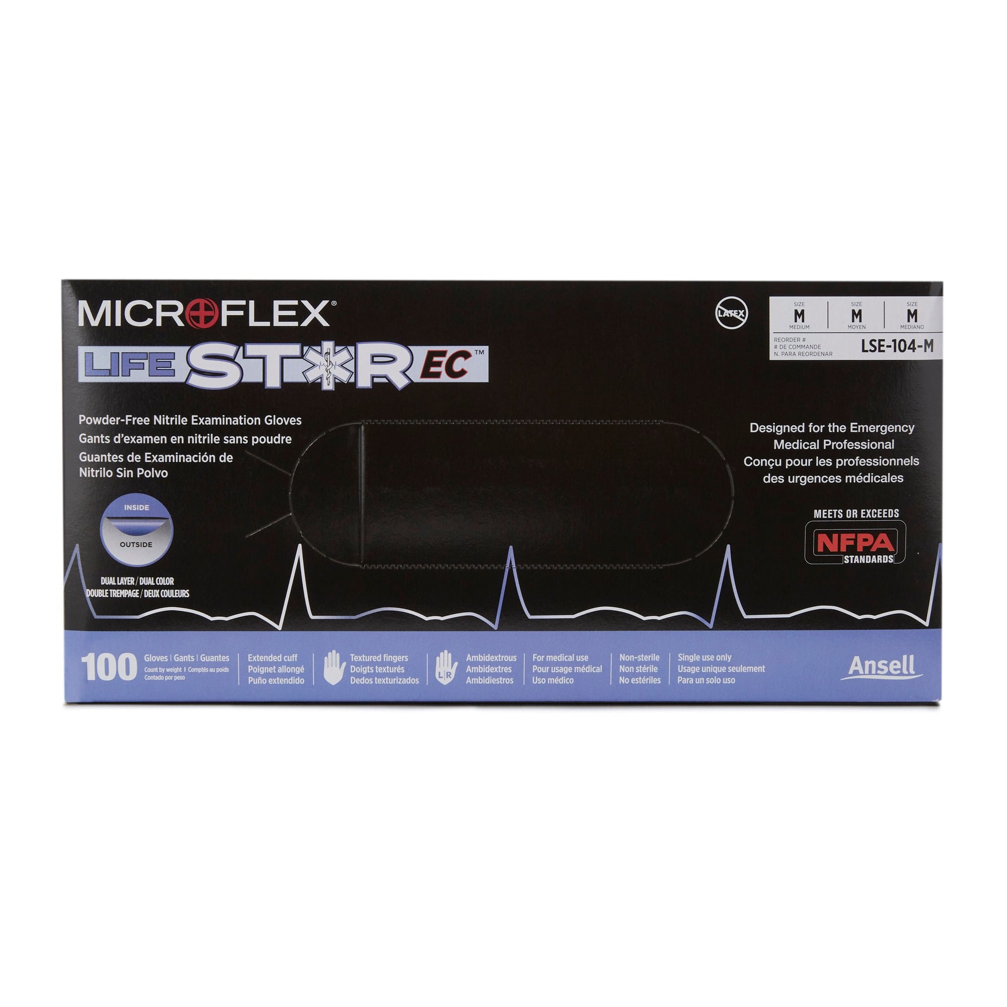 Microflex Medical - LSE-104-M LifeStar™ EC Nitrile Extended Cuff Length Exam Glove