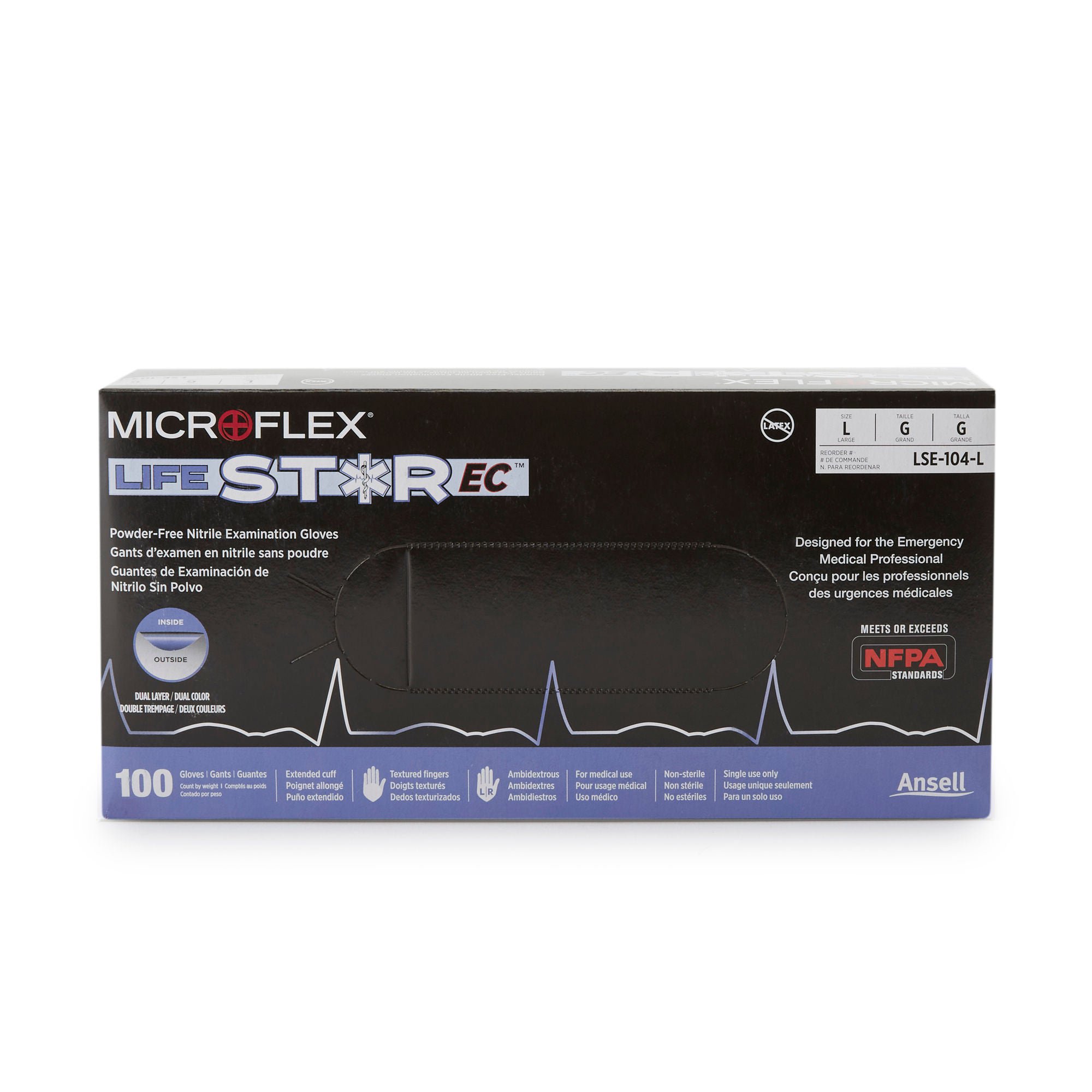 Microflex Medical - LSE-104-L LifeStar™ EC Nitrile Extended Cuff Length Exam Glove