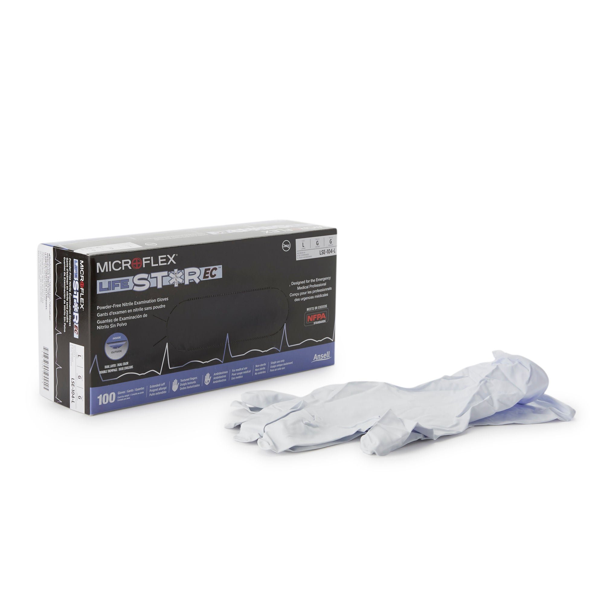 Microflex Medical - LSE-104-L LifeStar™ EC Nitrile Extended Cuff Length Exam Glove