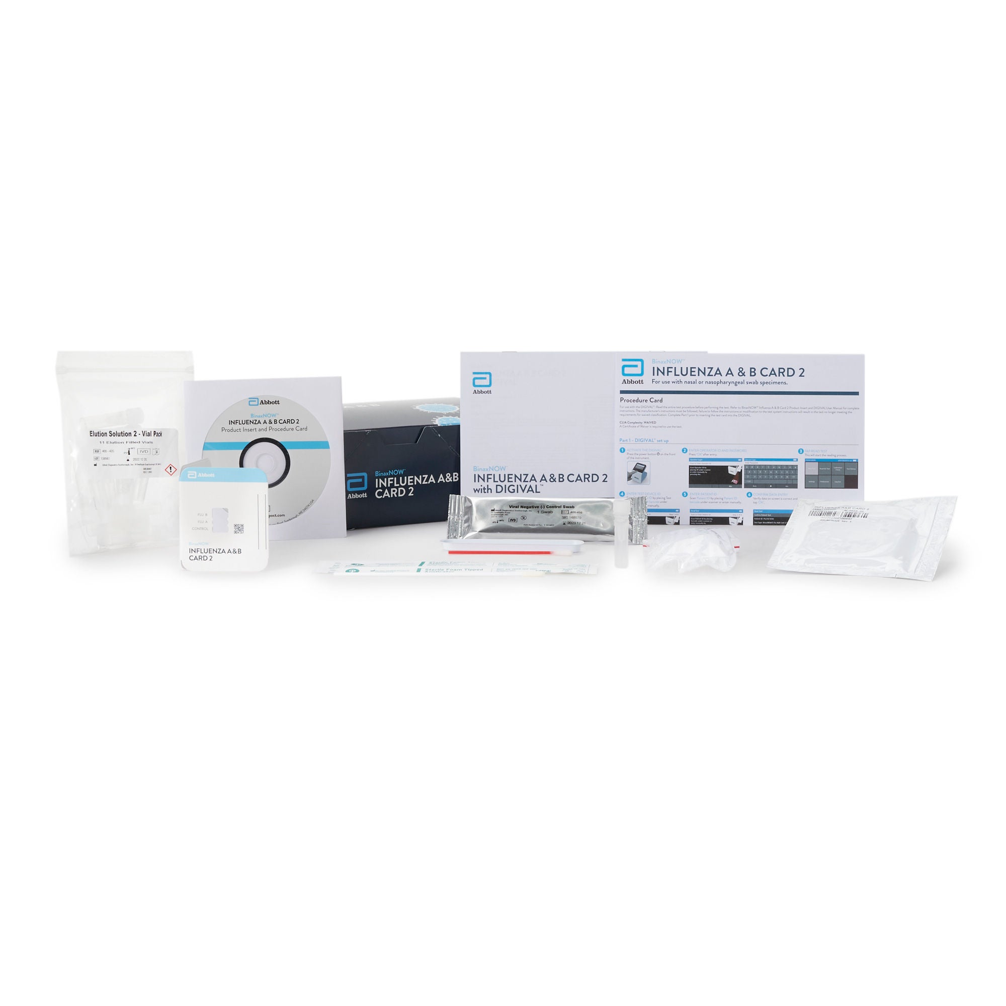 Abbott Rapid Dx North America LLC - 575000 Respiratory Test Kit BinaxNOW® Influenza A&B Card 2 With Alere™ Reader Interpretation Influenza A + B 22 Tests CLIA Waived