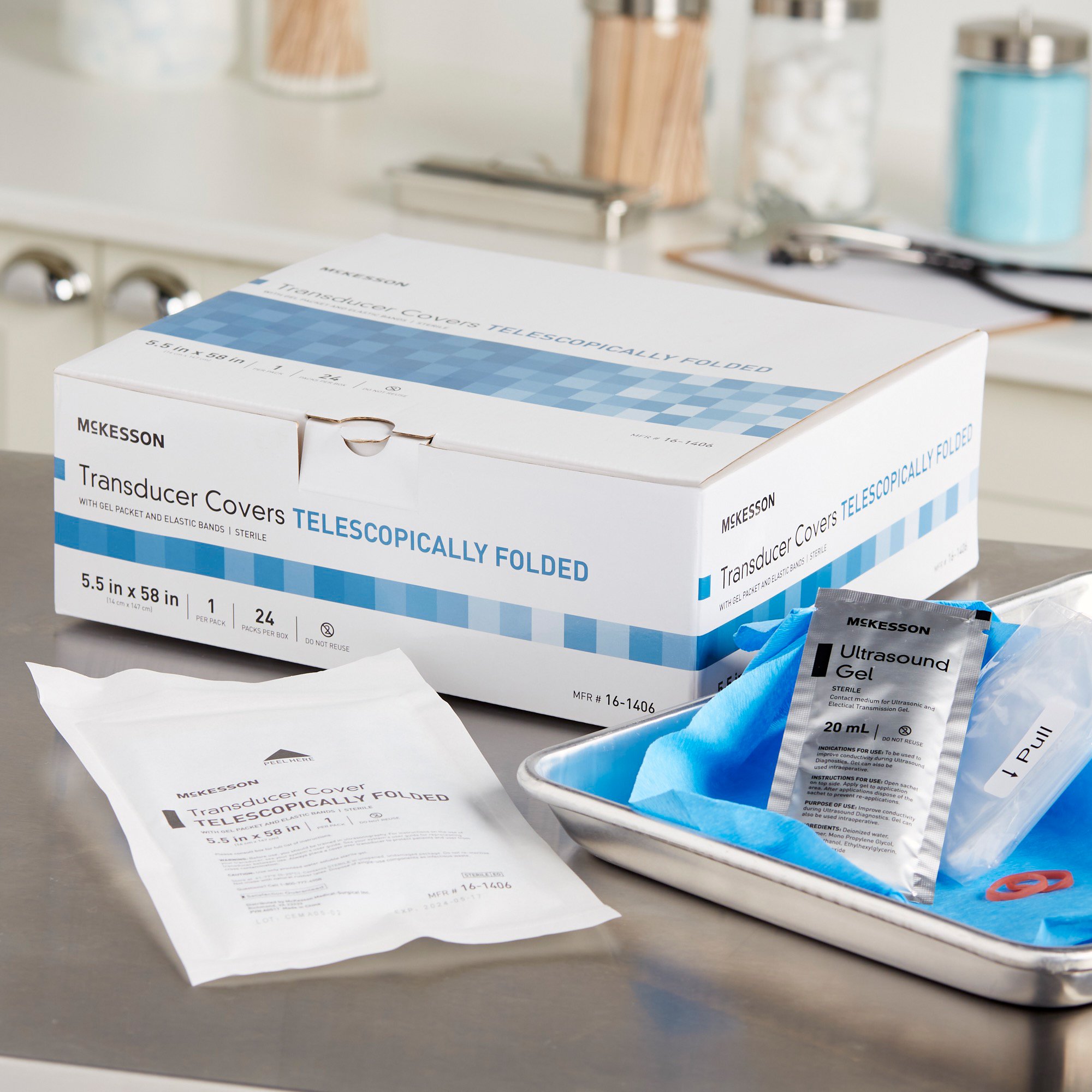 McKesson Brand 16-1406 - McKesson Telescopically Folded Transducer Cover, 5.5 x 58 Inch - 24/Box, 240/Case