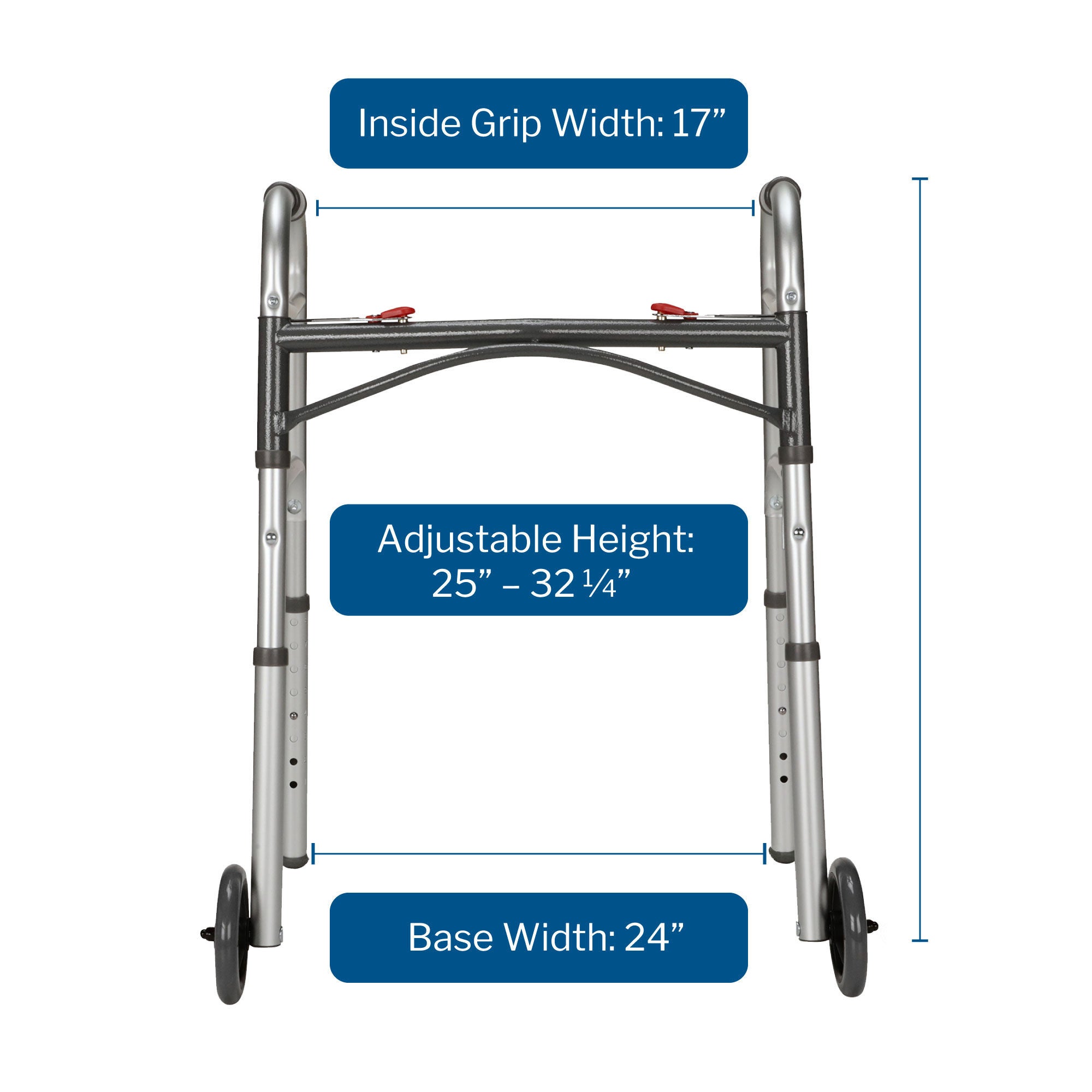 McKesson Dual Release Folding Walker with Wheels 146-10211-4 by McKesson Brand