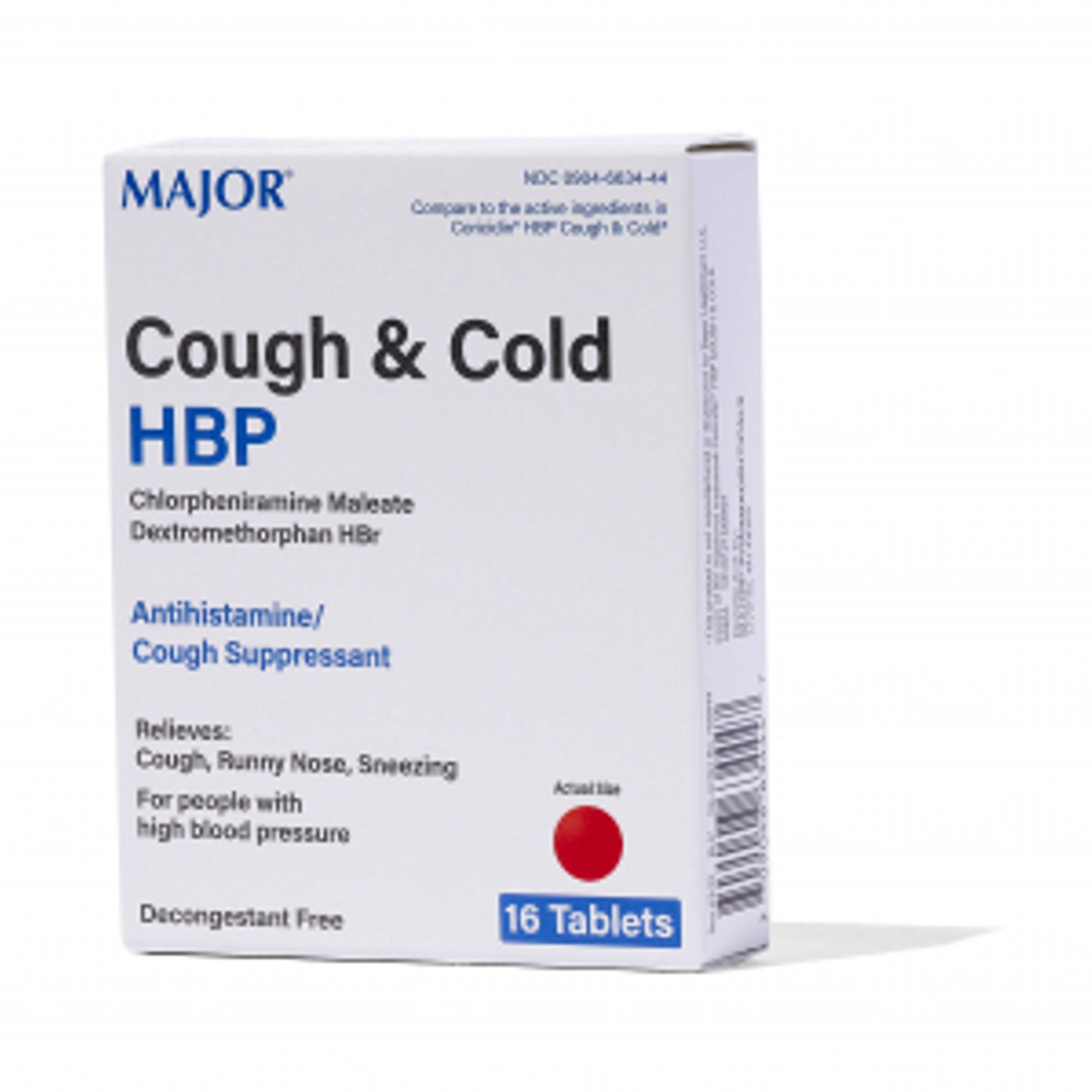 Major Pharmaceuticals - 00904663444 Cold and Cough Relief Major® 4 mg - 30 mg Strength Tablet 16 per Box