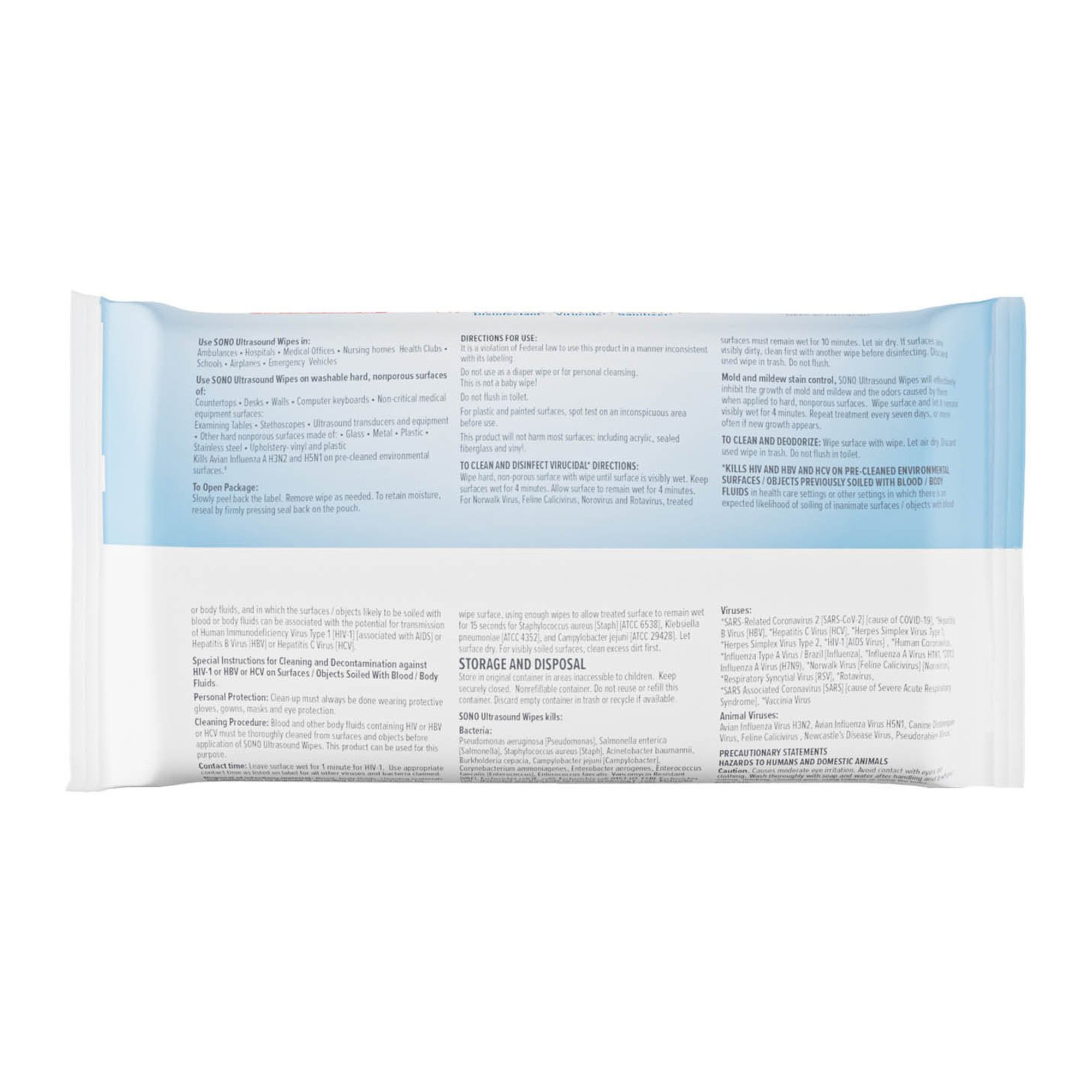 Advanced Ultrasound Solutions SONO4018 - Sono® Premoistened Surface Disinfectant Cleaner Wipes - 1/Pack, 12/Box