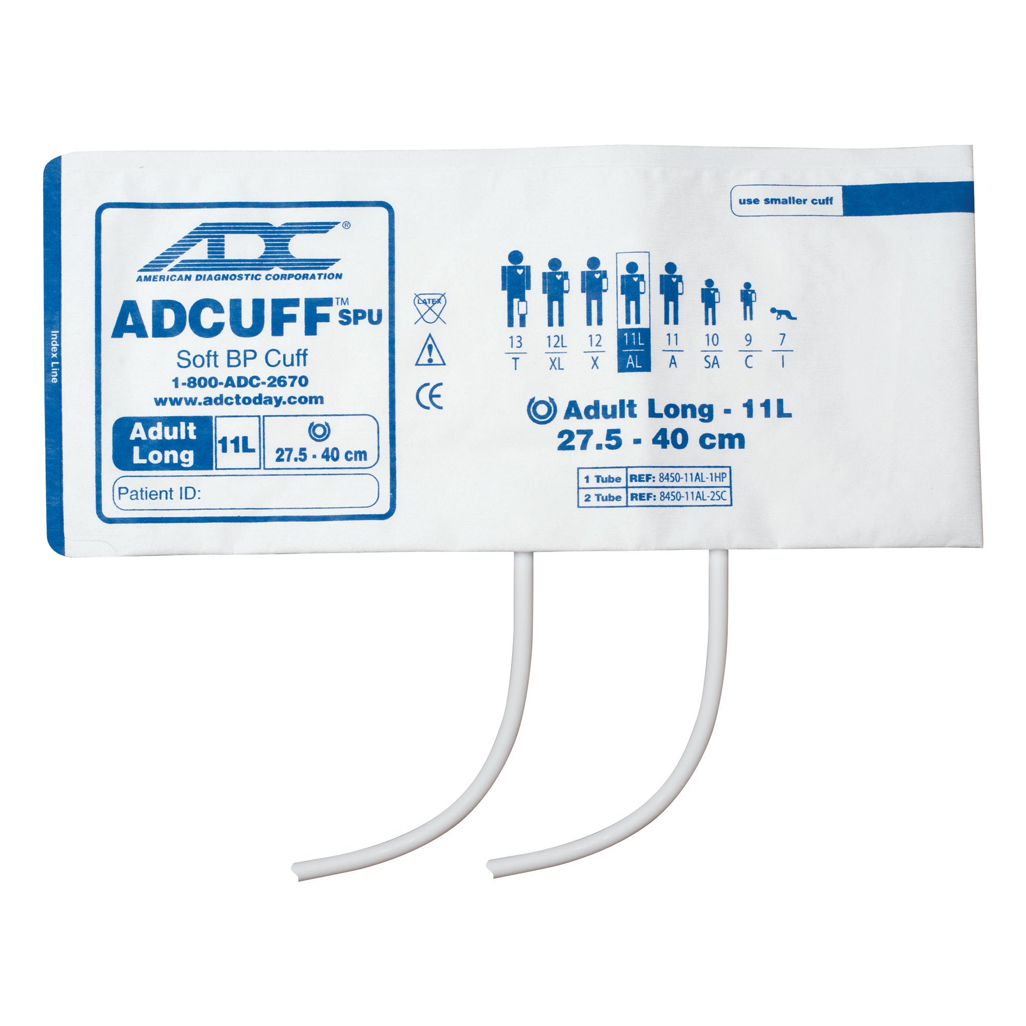 American Diagnostic Corp - 8650-11AL Single Patient Use Blood Pressure Cuff and Bulb Adcuff™ 27.5 to 40 cm Arm Nylon Cuff Adult Long Cuff