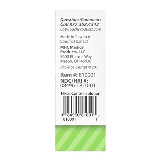 MHC Medical - 810001 Blood Glucose Control Solution 4 mL Level 1