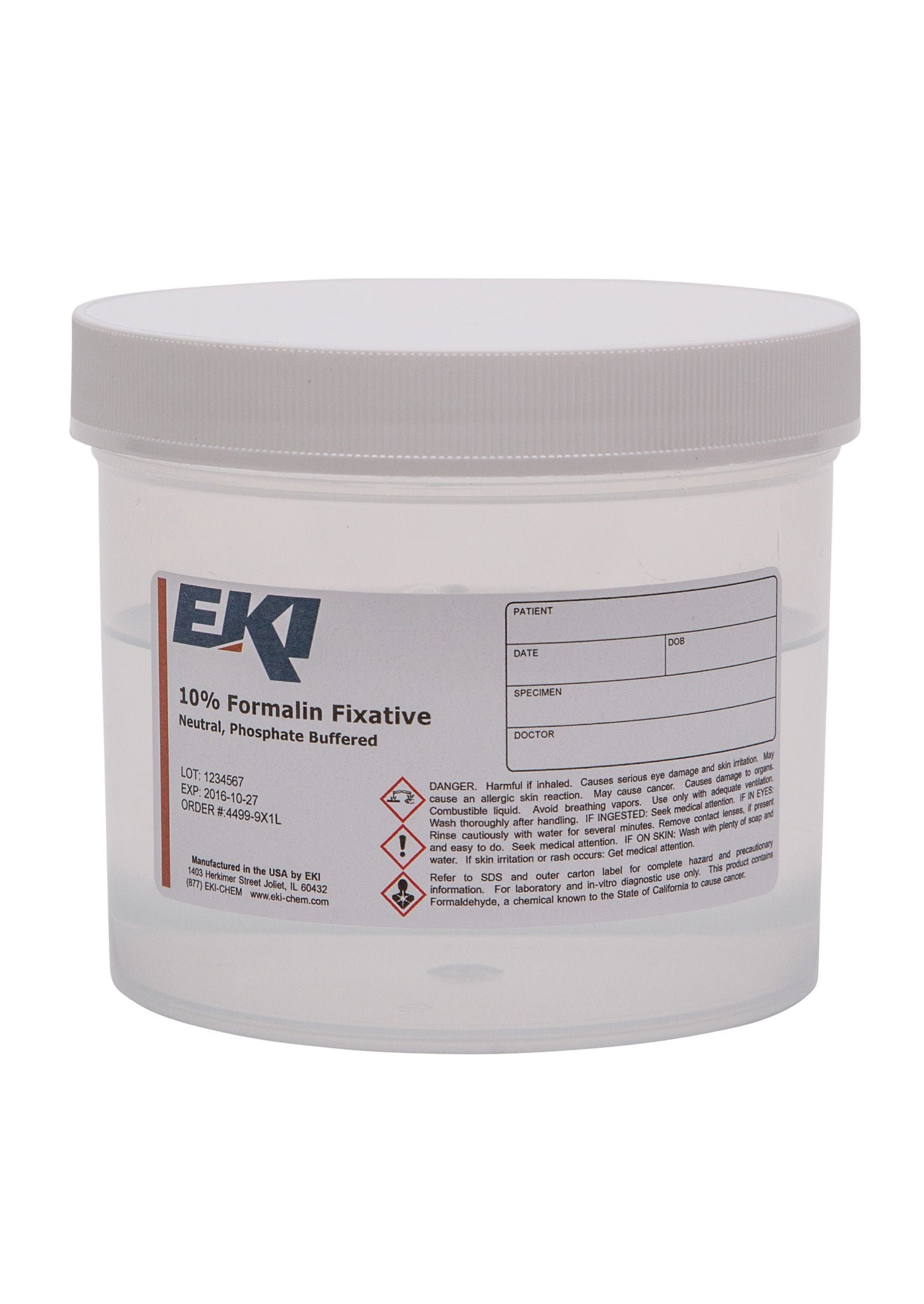 EK Industries Inc - 4499-9X1L EKI Prefilled Formalin Container