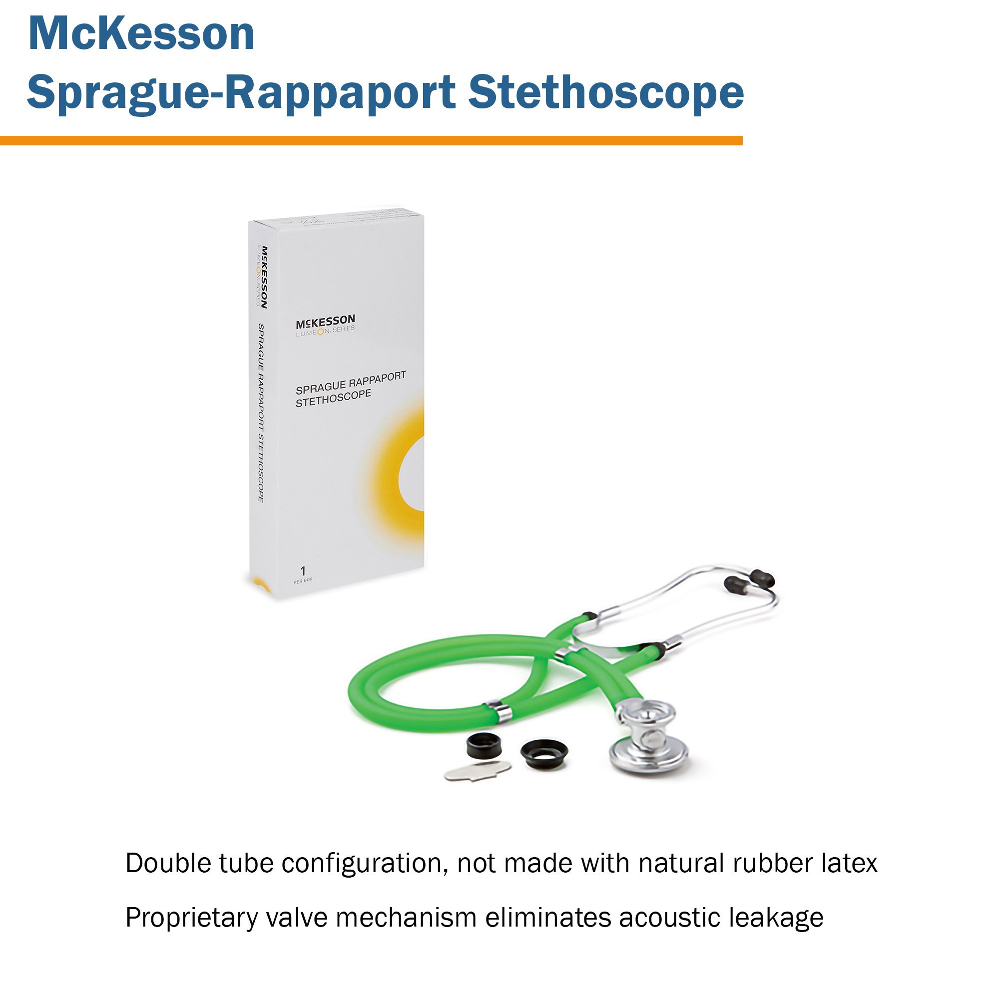 McKesson Brand 641NGRMM - McKesson Sprague-Rappaport Stethoscope, 22 Inch, Green - 1/Each, 20/Case