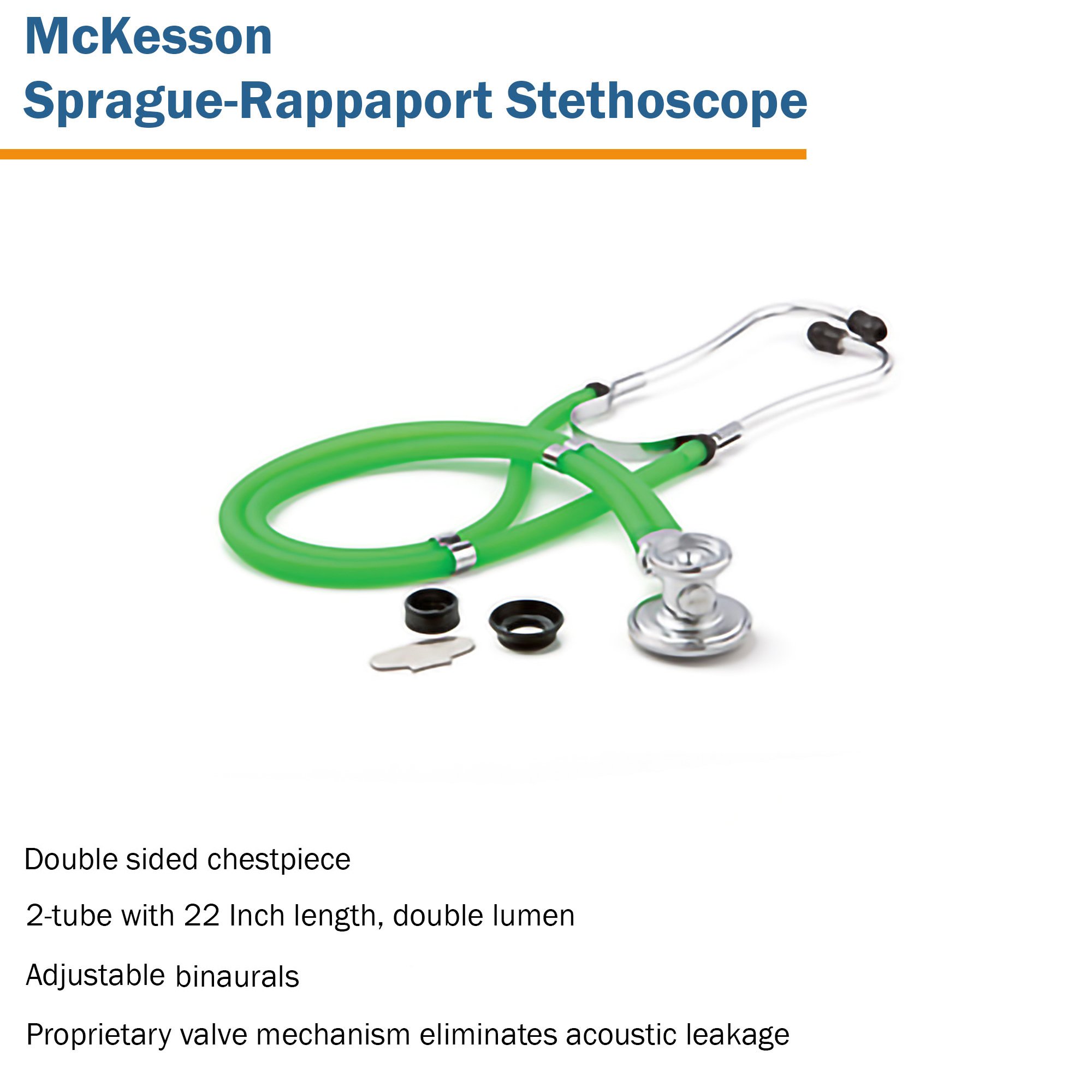 McKesson Brand 641NGRMM - McKesson Sprague-Rappaport Stethoscope, 22 Inch, Green - 1/Each, 20/Case
