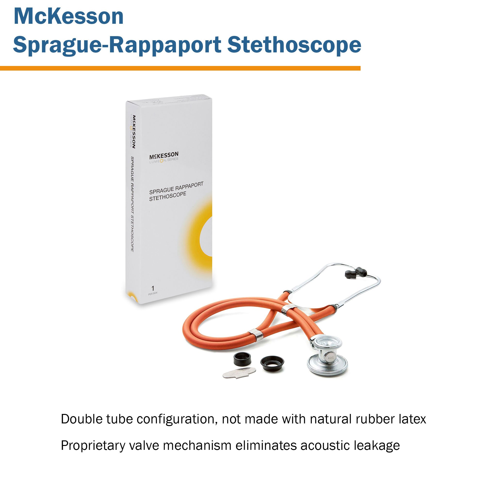 McKesson Brand 641NOMM - McKesson Sprague-Rappaport Stethoscope, 22 Inch, Orange - 1/Each, 20/Case