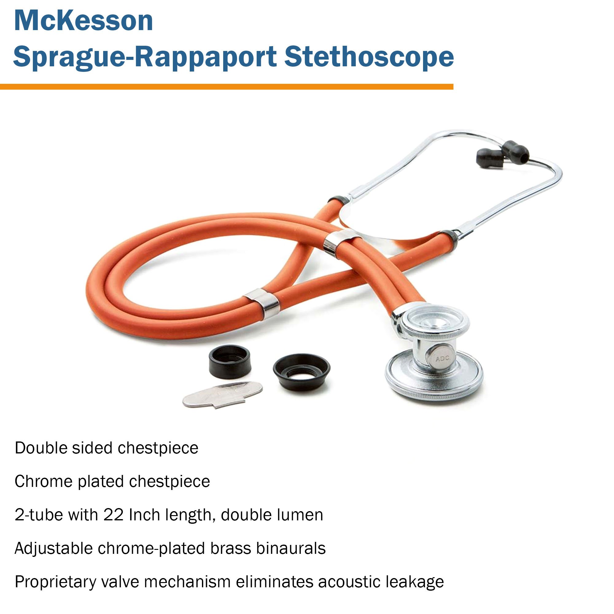 McKesson Brand 641NOMM - McKesson Sprague-Rappaport Stethoscope, 22 Inch, Orange - 1/Each, 20/Case