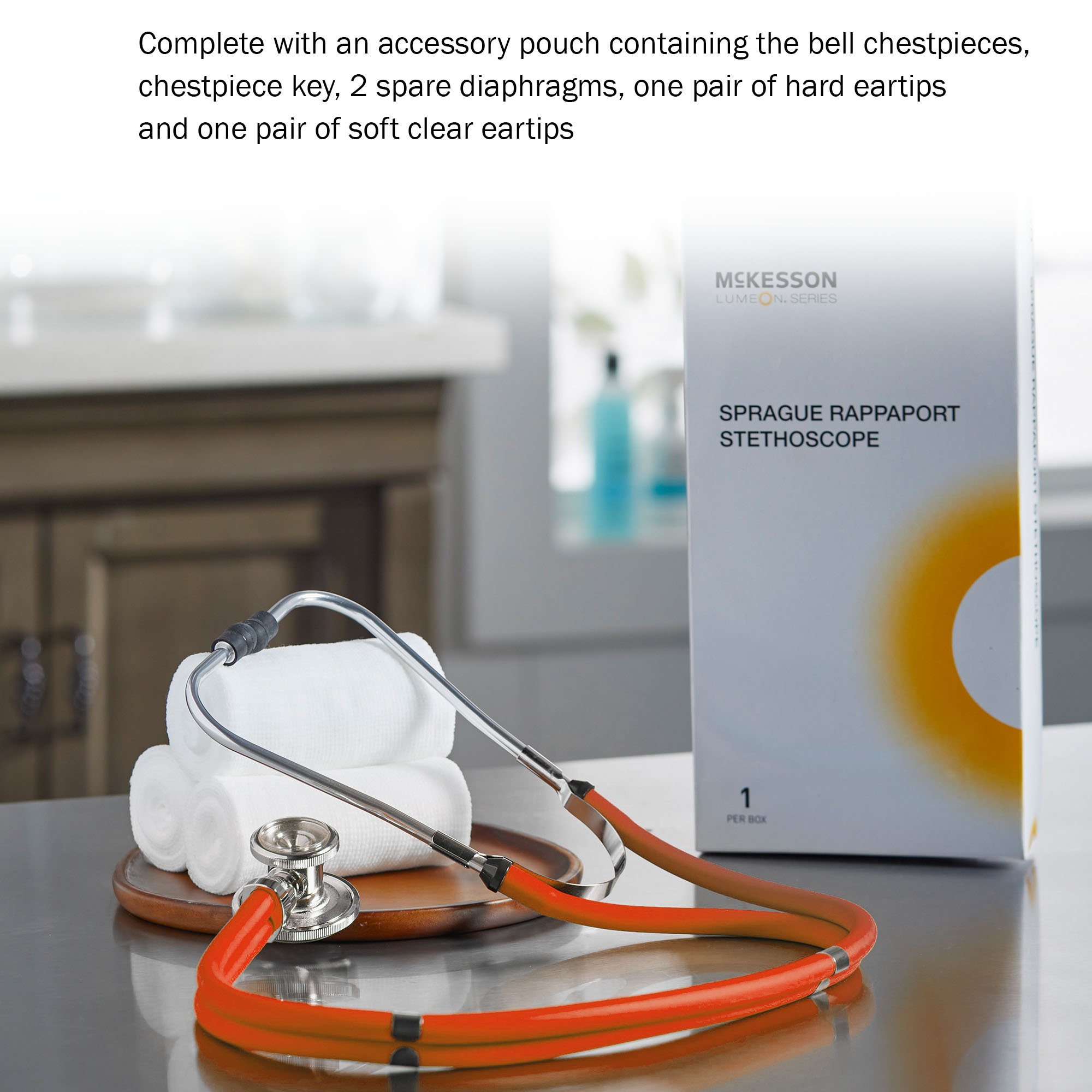 McKesson Brand 641NOMM - McKesson Sprague-Rappaport Stethoscope, 22 Inch, Orange - 1/Each, 20/Case