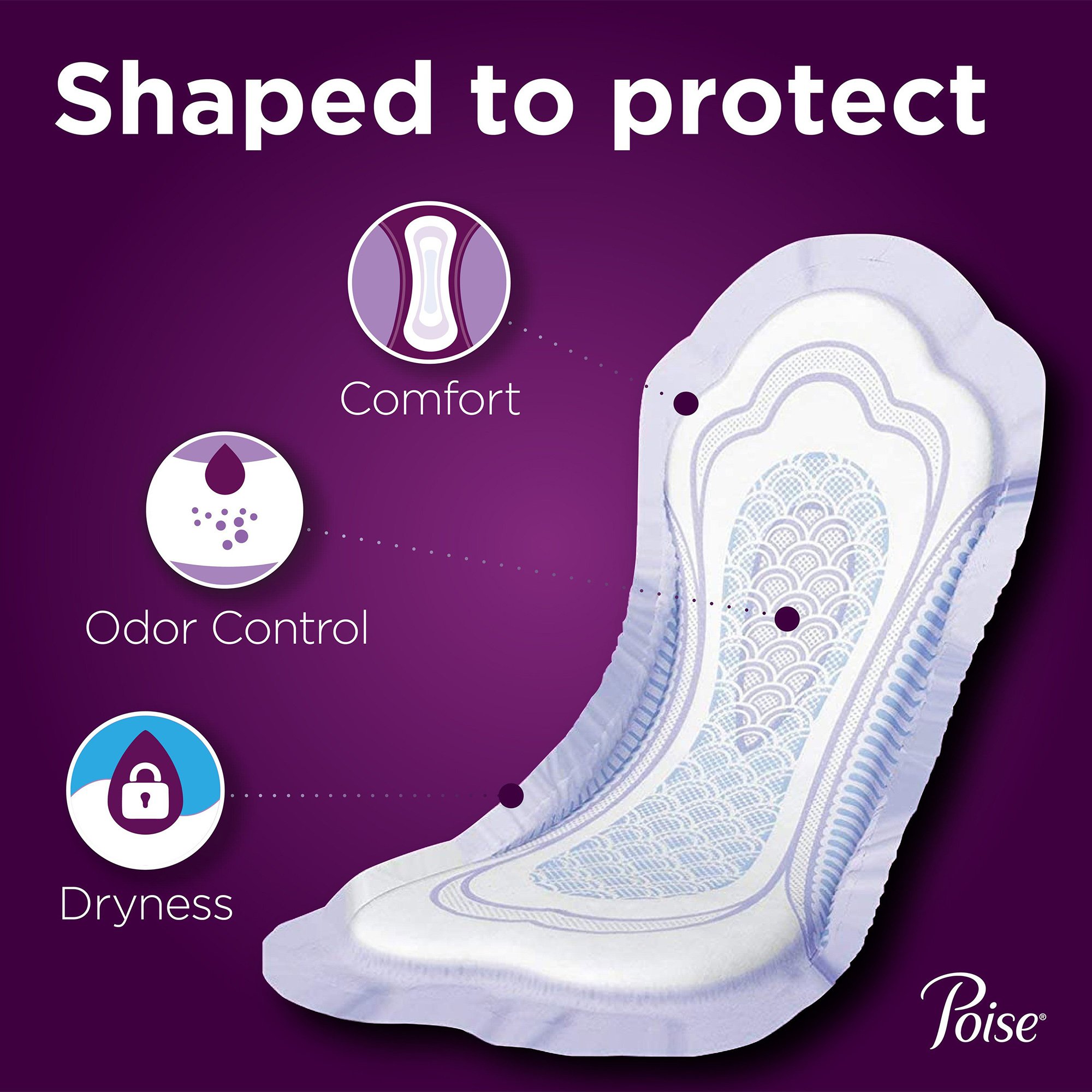 Kimberly Clark 48536 - Poise® Bladder Control Pad, Long, Light Absorbency, Absorb-Loc Core, Female - 24/Pack, 96/Case
