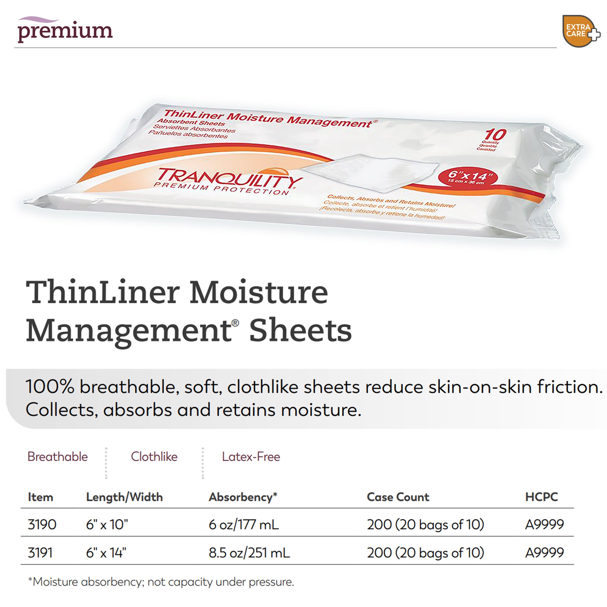 Principle Business Enterprises 3191 - Tranquility ThinLiner® Skin Fold Pad, 6 x 14 Inch - 10/Pack, 200/Case