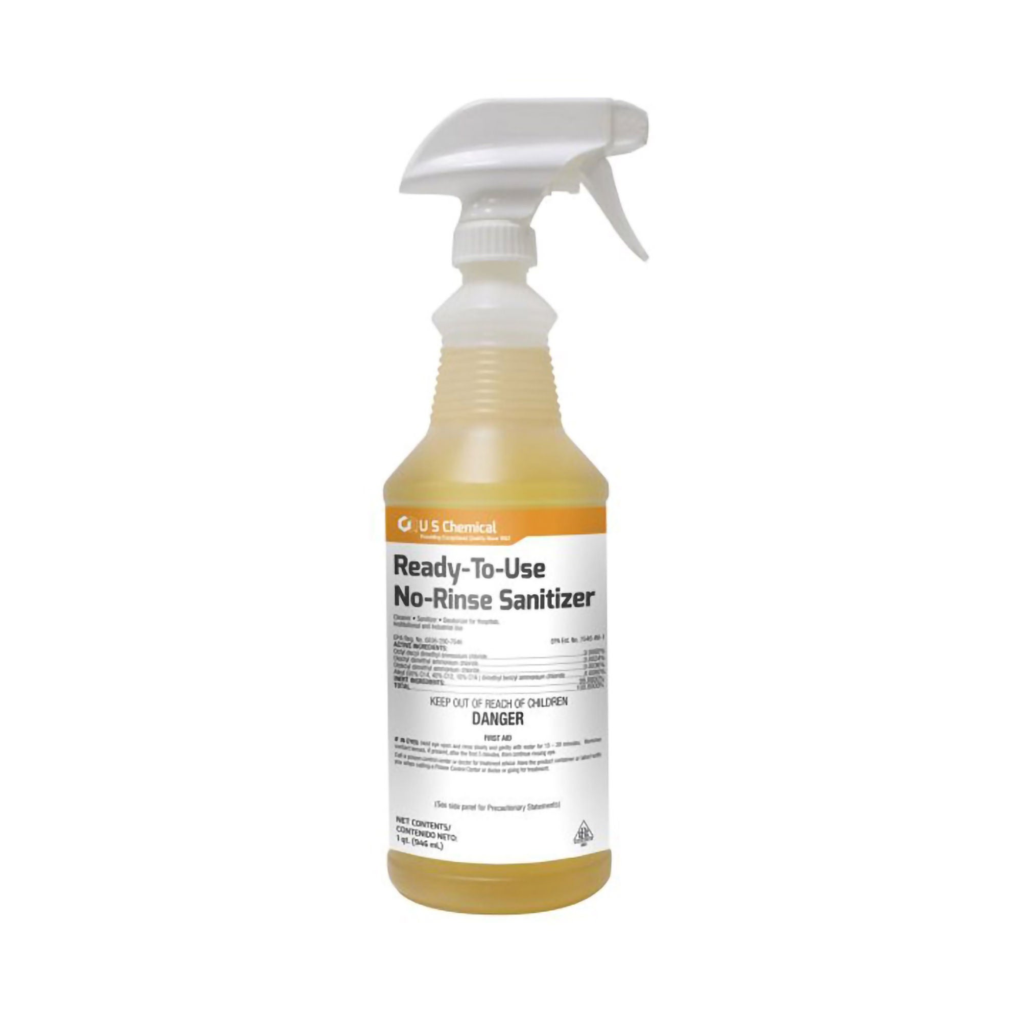 US Chemical - 077418. Surface Disinfectant RTU No-Rinse Sanitizer™ Quaternary Based Trigger Spray Liquid 32 oz. Bottle Unscented NonSterile