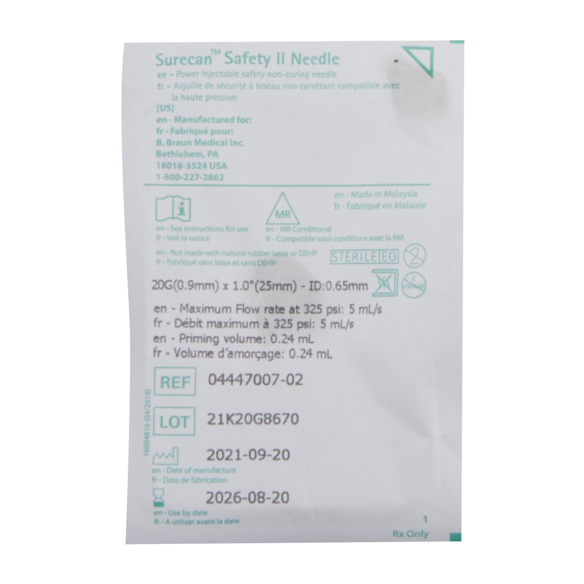 B. Braun 4447007-02 - 1/Each, 20/Box, 100/Case