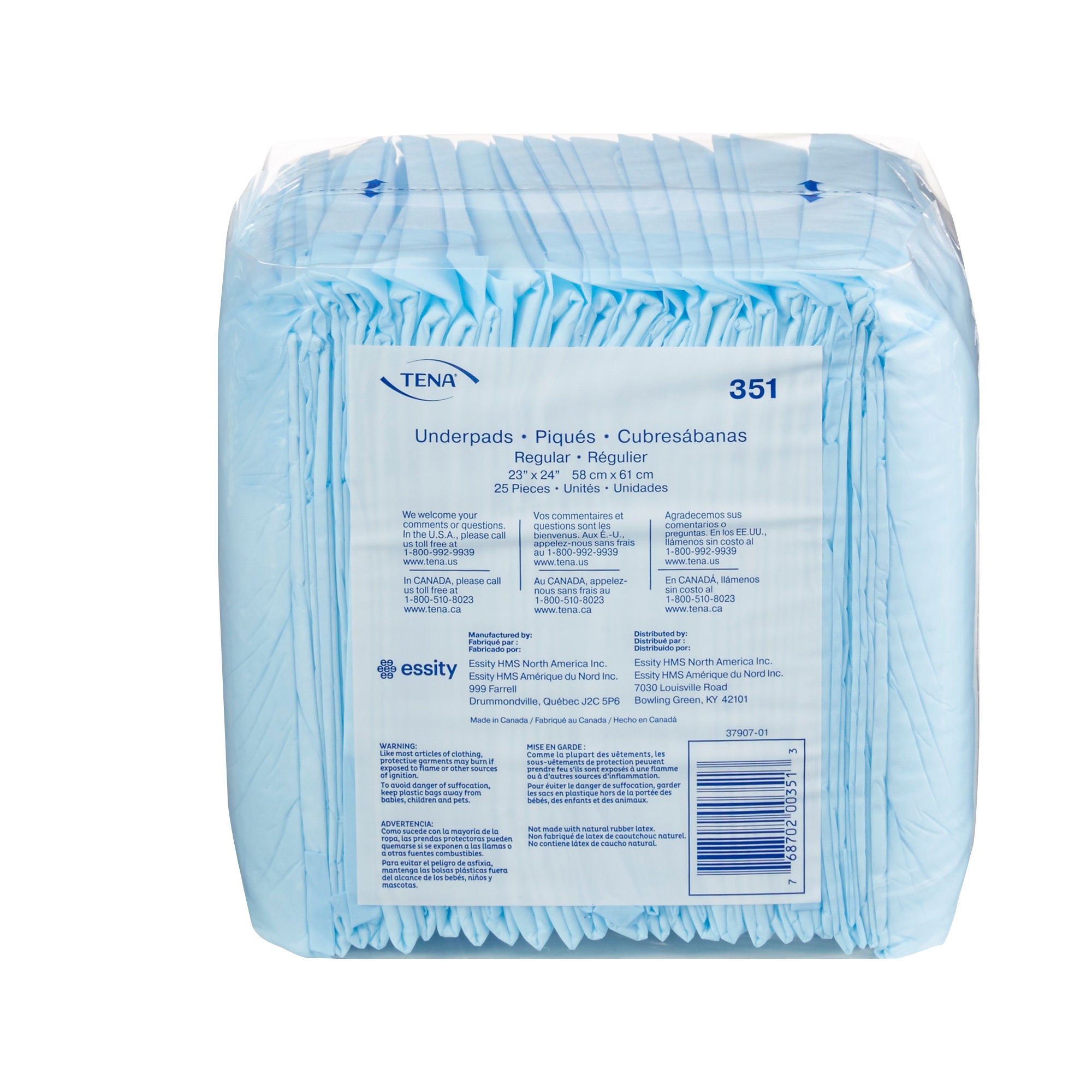 Essity HMS North America Inc - 351 Disposable Underpad TENA® Regular 23 X 24 Inch Fluff Light Absorbency