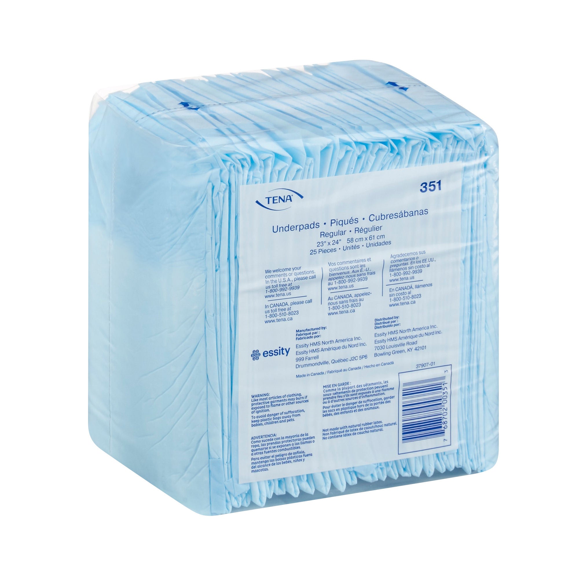 Essity HMS North America Inc - 351 Disposable Underpad TENA® Regular 23 X 24 Inch Fluff Light Absorbency