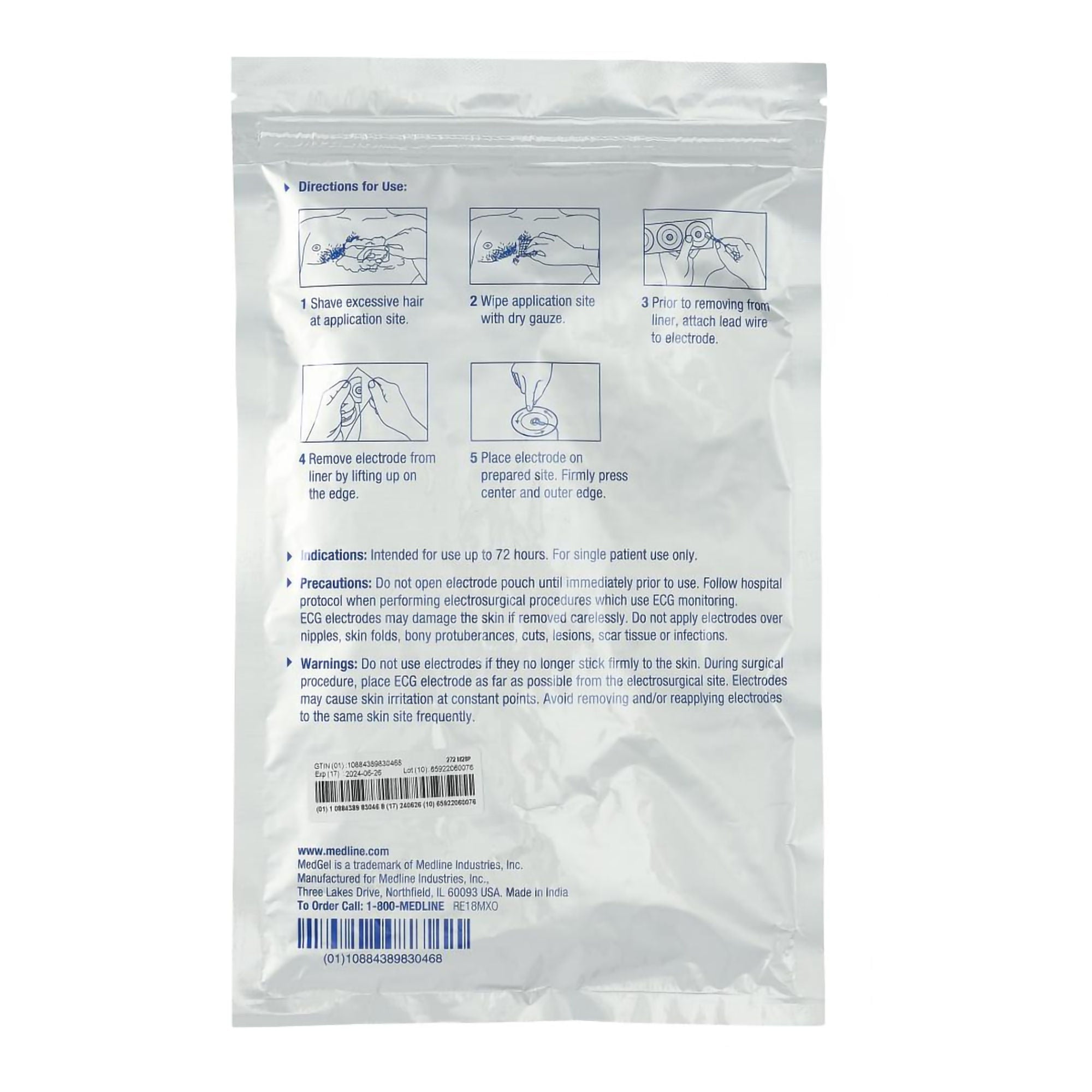 Medline - MDSM611950 ECG Stress Electrode MedGel™ Snap Connector Foam Backing Adult 50 per Pack