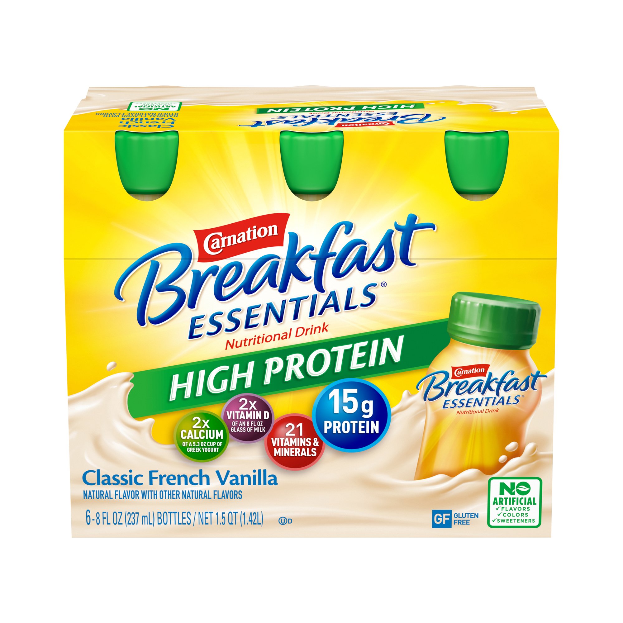 Nestle Healthcare Nutrition 12269922 - Carnation Breakfast Essentials® High Protein Vanilla Nutritional Drink, 8 ounces - 6/Pack, 24/Case