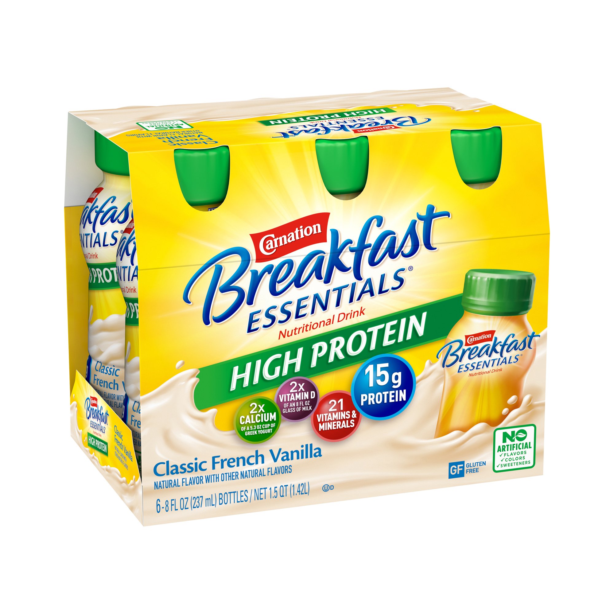 Nestle Healthcare Nutrition 12269922 - Carnation Breakfast Essentials® High Protein Vanilla Nutritional Drink, 8 ounces - 6/Pack, 24/Case