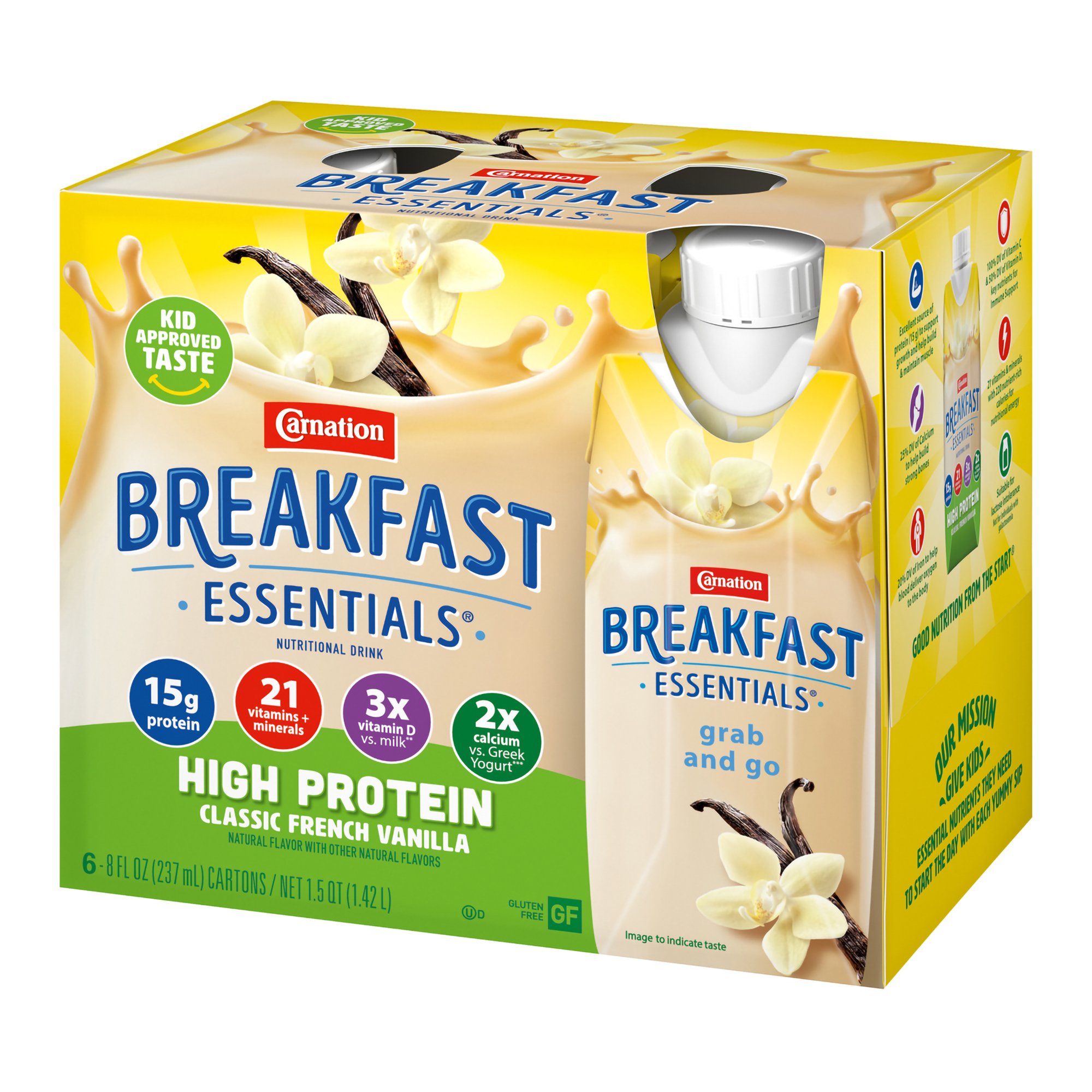 Nestle Healthcare Nutrition 12269922 - Carnation Breakfast Essentials® High Protein Vanilla Nutritional Drink, 8 ounces - 6/Pack, 24/Case