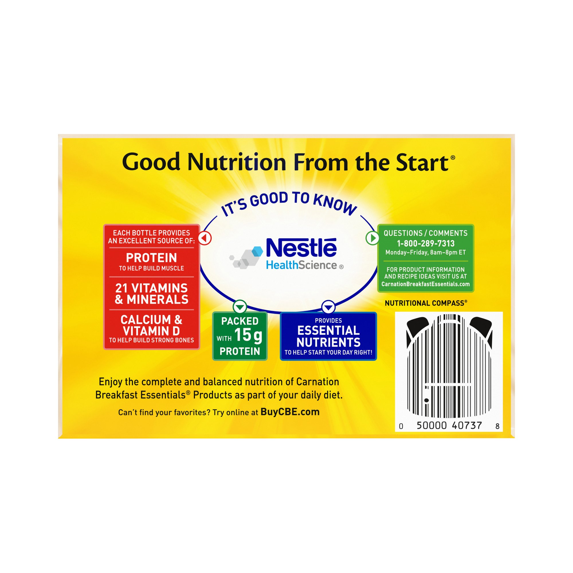 Nestle Healthcare Nutrition 12269922 - Carnation Breakfast Essentials® High Protein Vanilla Nutritional Drink, 8 ounces - 6/Pack, 24/Case