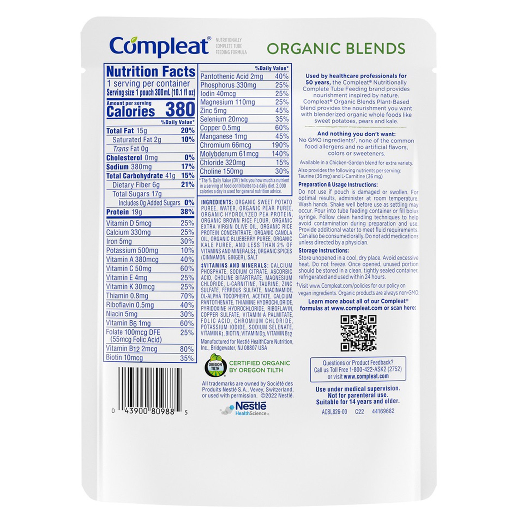 Nestle Healthcare Nutrition - 00043900192703 Compleat® Organic Blends Plant Blend Blenderized Whole Foods
