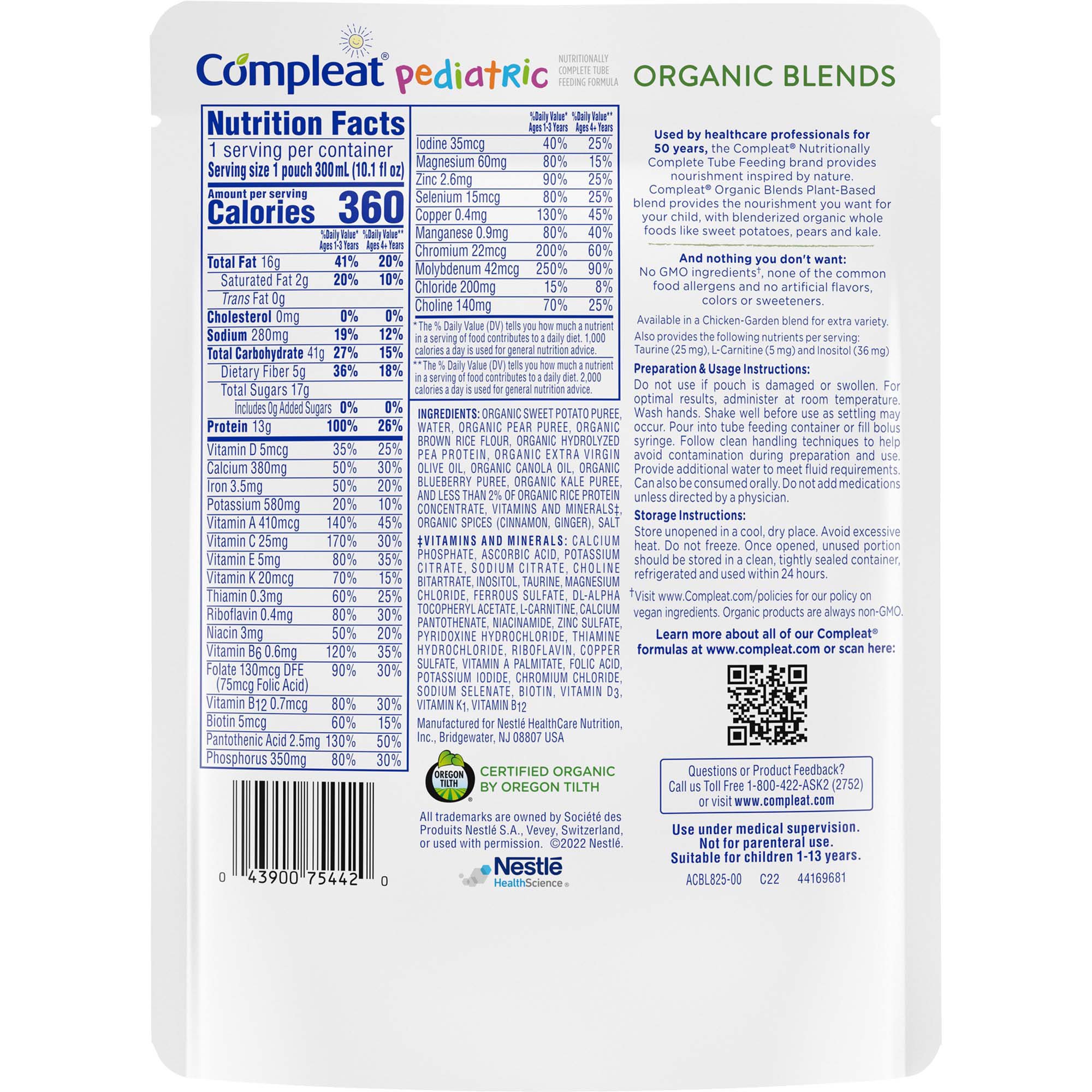 Nestle Healthcare Nutrition - 00043900117218 Compleat® Pediatric Organic Blends Tube Feeding Formula