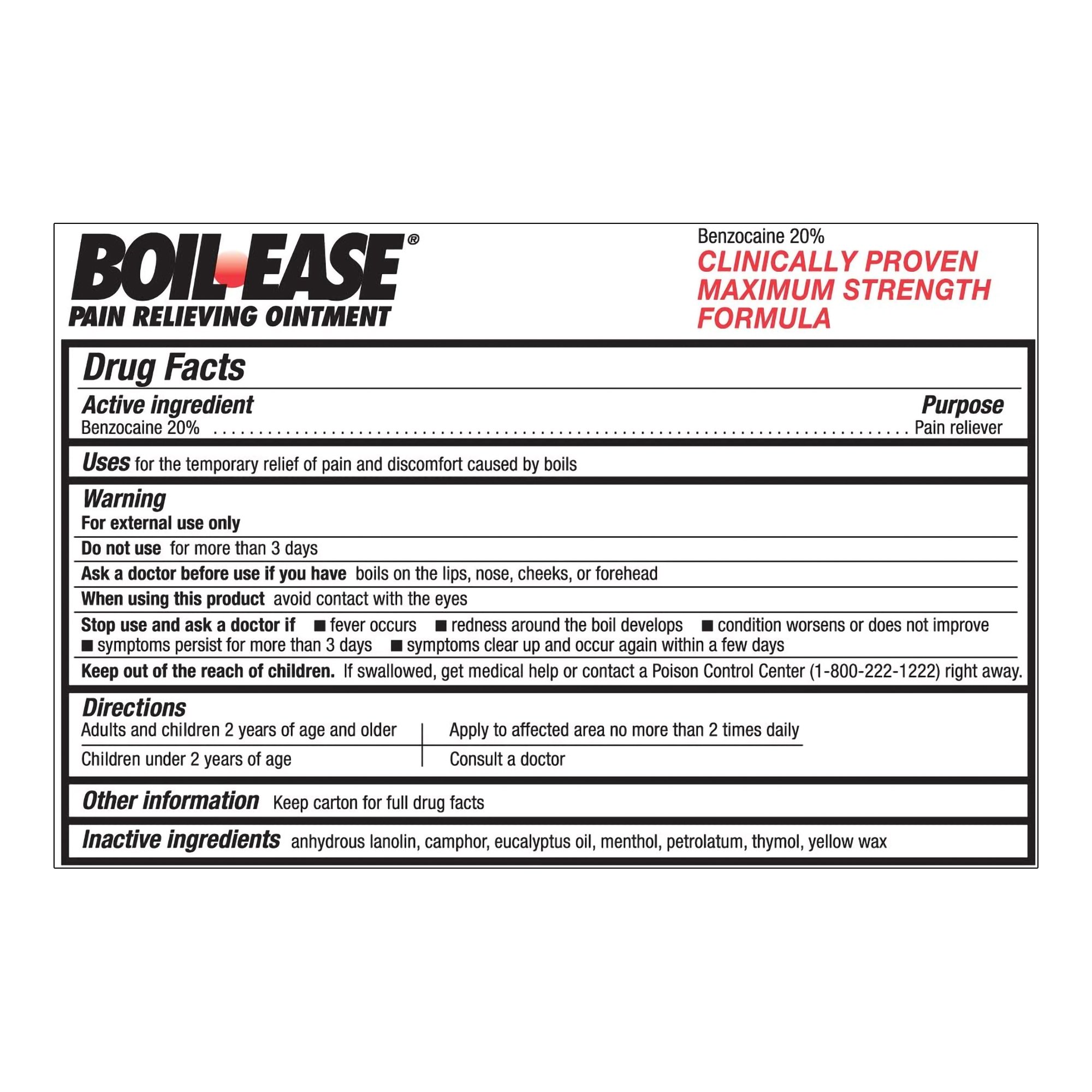 Med-Tech Products 36373604130 - Boil Ease® Benzocaine Topical Pain Relief, 1-ounce Tube - 1/Each