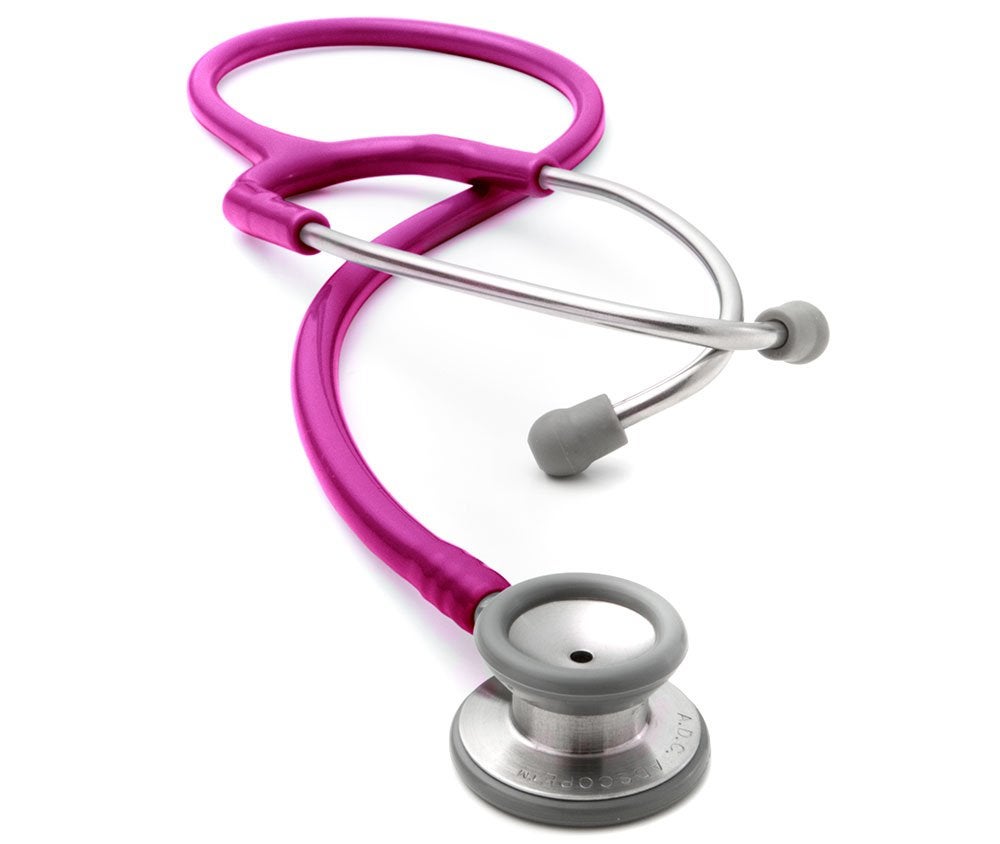 American Diagnostic Corp - 604MRS Clinician Stethoscope Adscope® 604 Metallic Raspberry 1-Tube 22 Inch Tube Double Sided Chestpiece