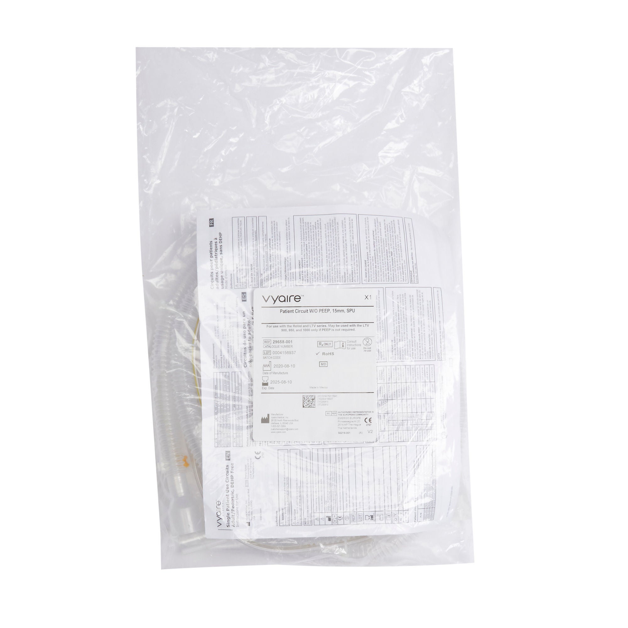 Zoll Medical - 29658-001 Ventilator Circuit LTV Series Corrugated Tube 72 Inch Tube Dual Limb Pediatric Without Breathing Bag Single Patient Use